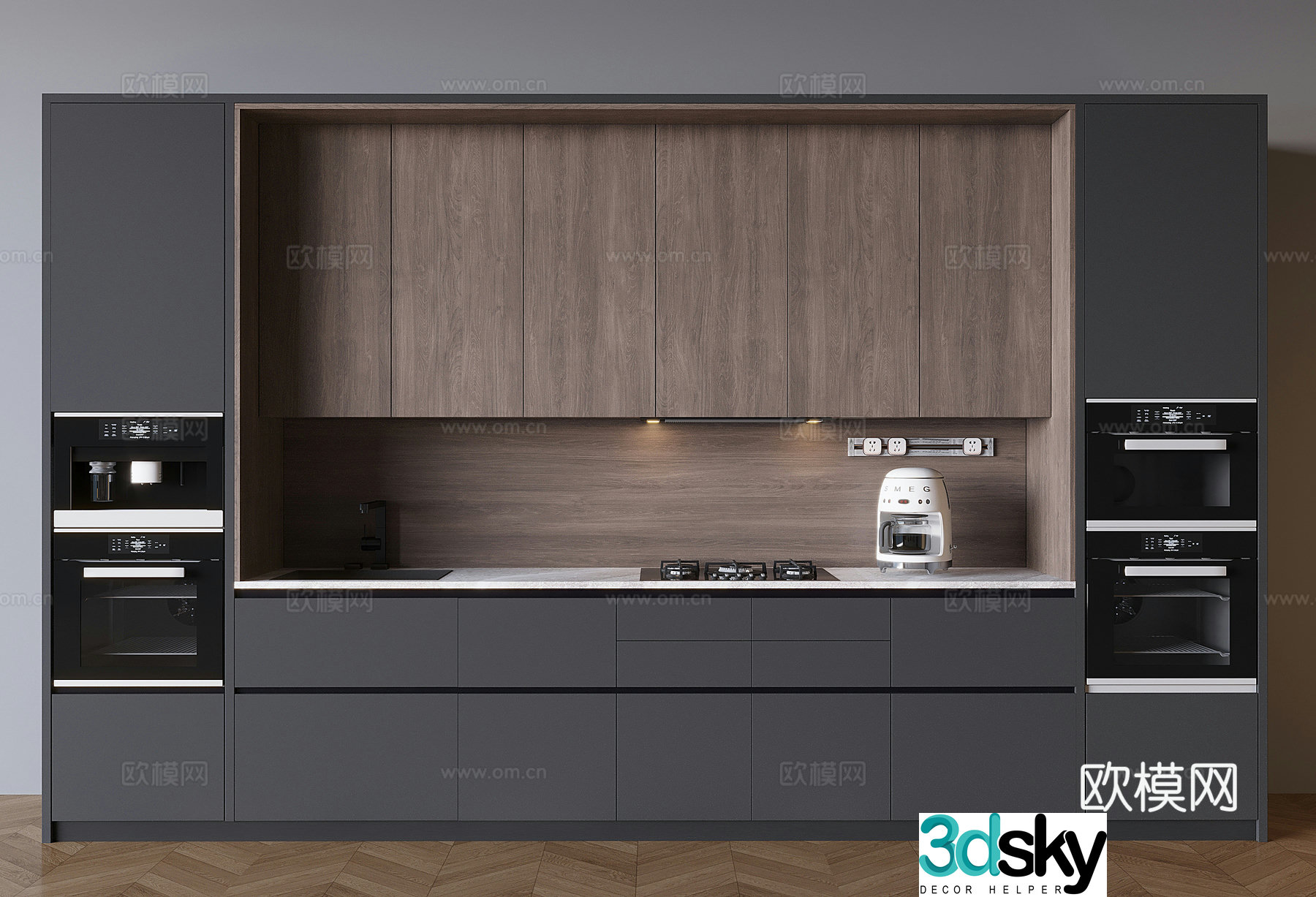 Light luxury cabinet straight-line cabinet 3D model