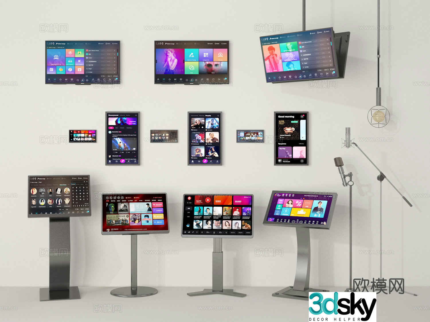 Song order machine stand TV singing K machine microphone 3d model