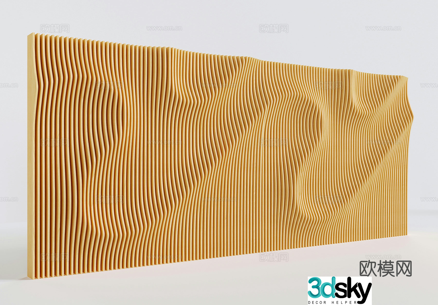 Modern modeling background wall image wall wooden grille wall 3d model