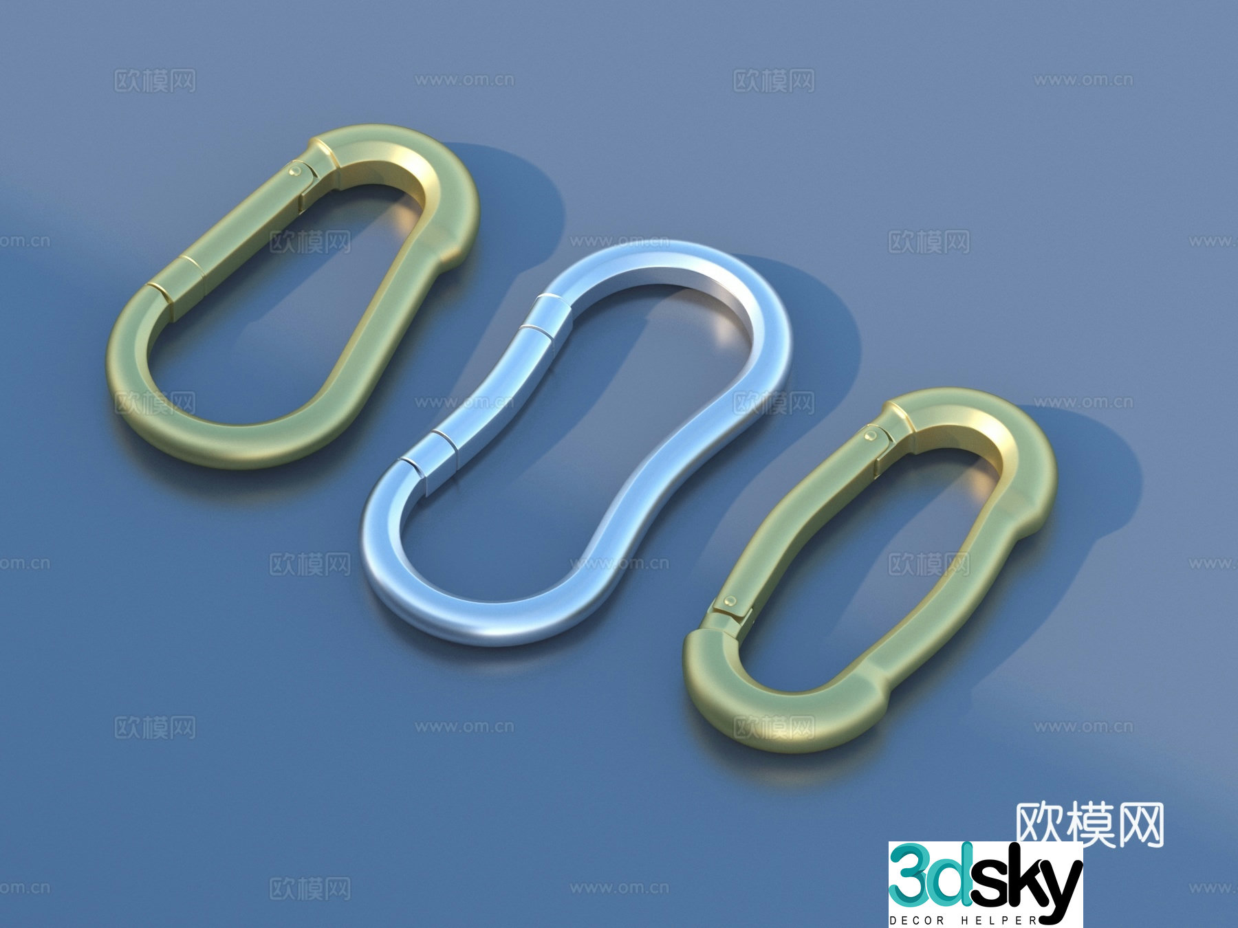 Keychain Carabiner Lock Closure Safety Closure Metal Closure Hardware Parts 3D Model