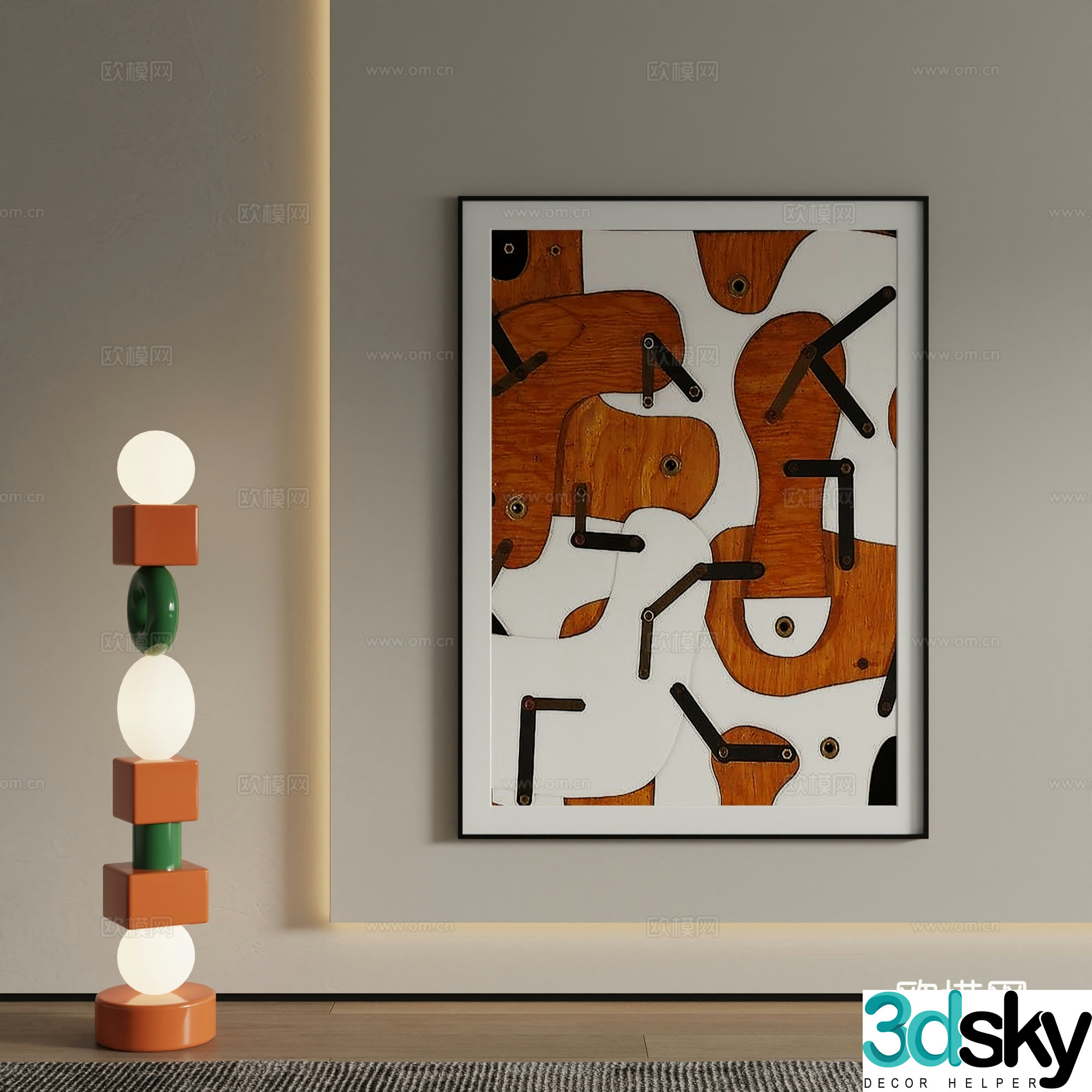 Modern decorative painting Texture painting 3d model