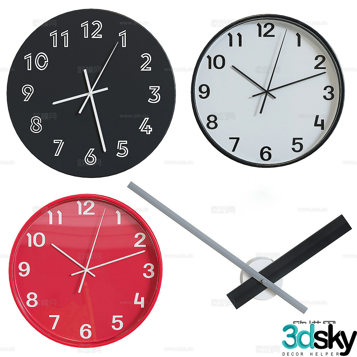 Simple digital clock wall clock clock 3d model