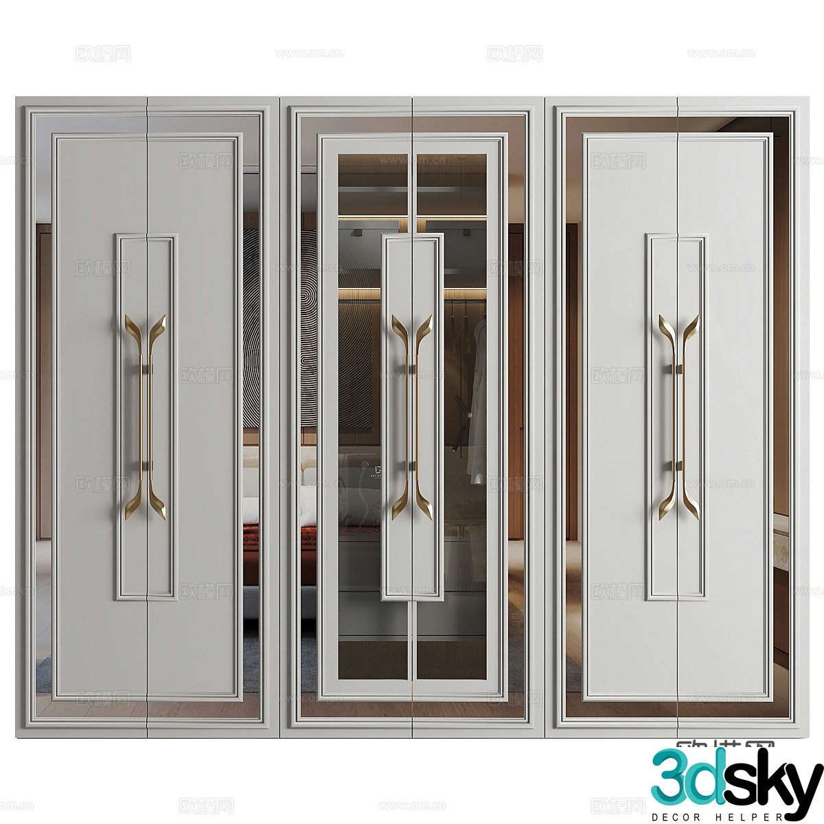 Neoclassical light luxury wardrobe 3D model