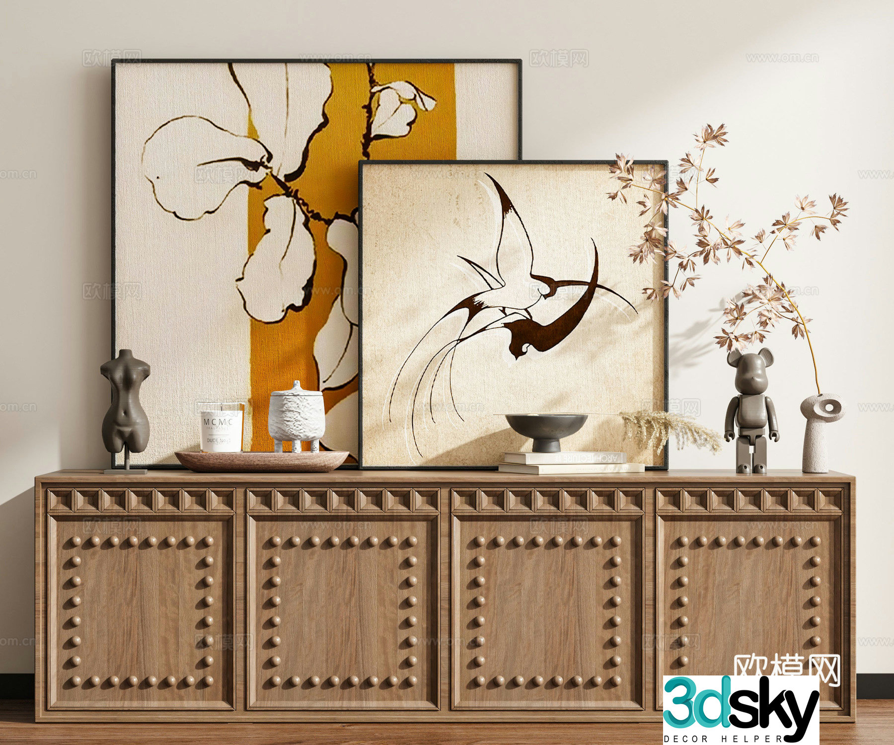 Middle-aged style hanging paintings decorative paintings 3D model