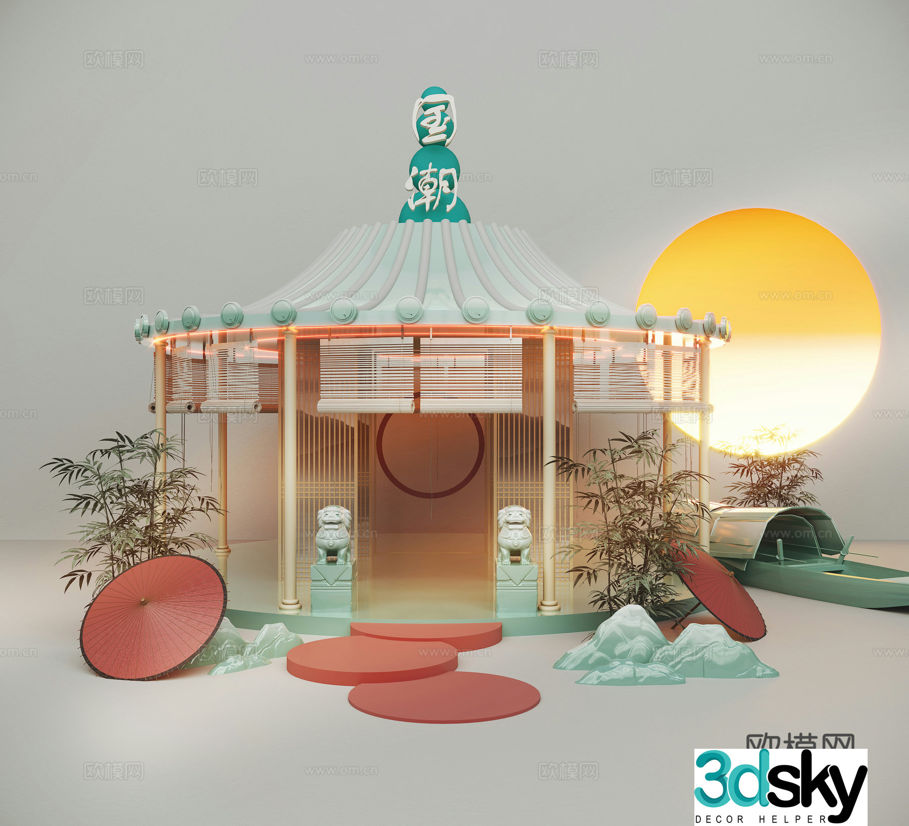 New Chinese style beautiful Chen wedding beautiful Chen Pavilion national trend beautiful Chen 3D model