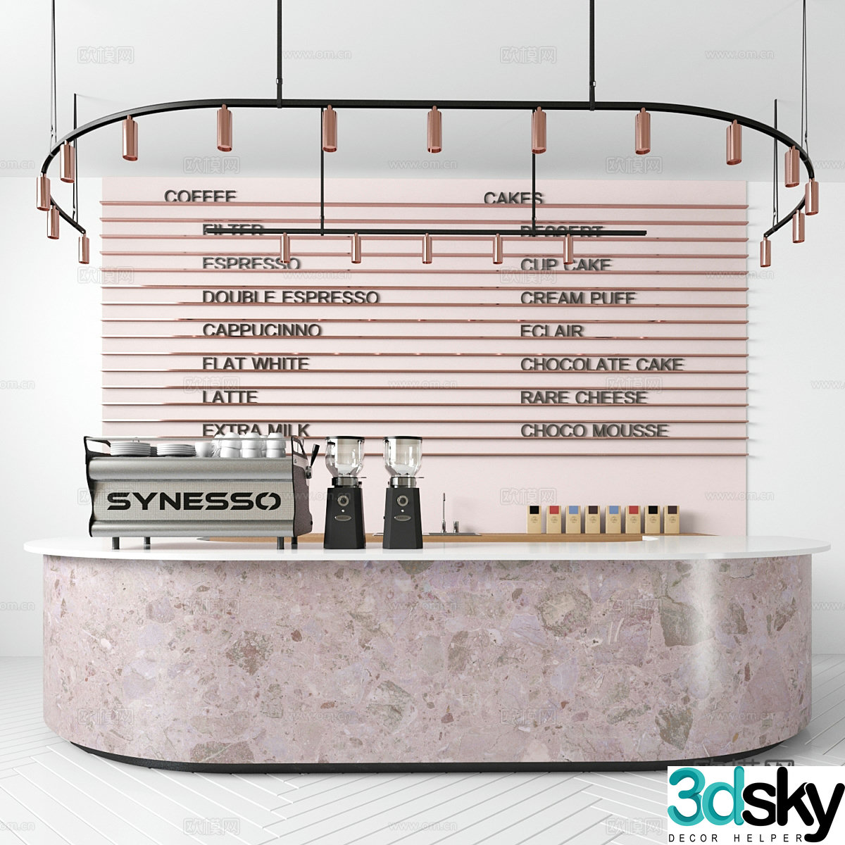 Cream Feng Shui Bar Coffee Bar 3D Model