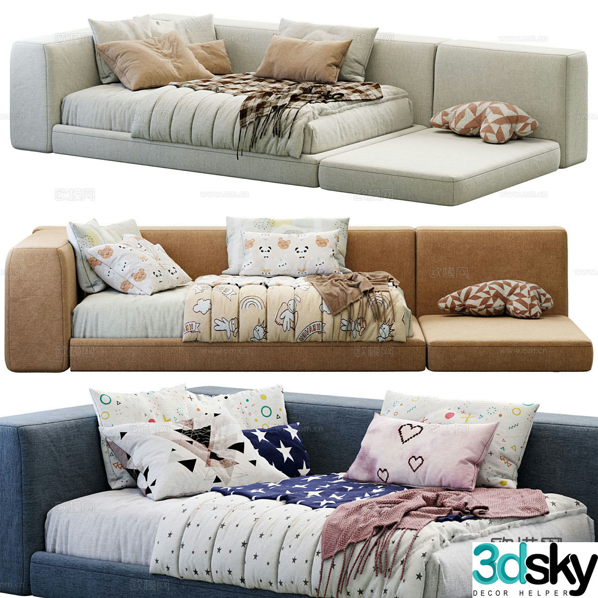 New Chinese style sofa bed children’s bed 3d model