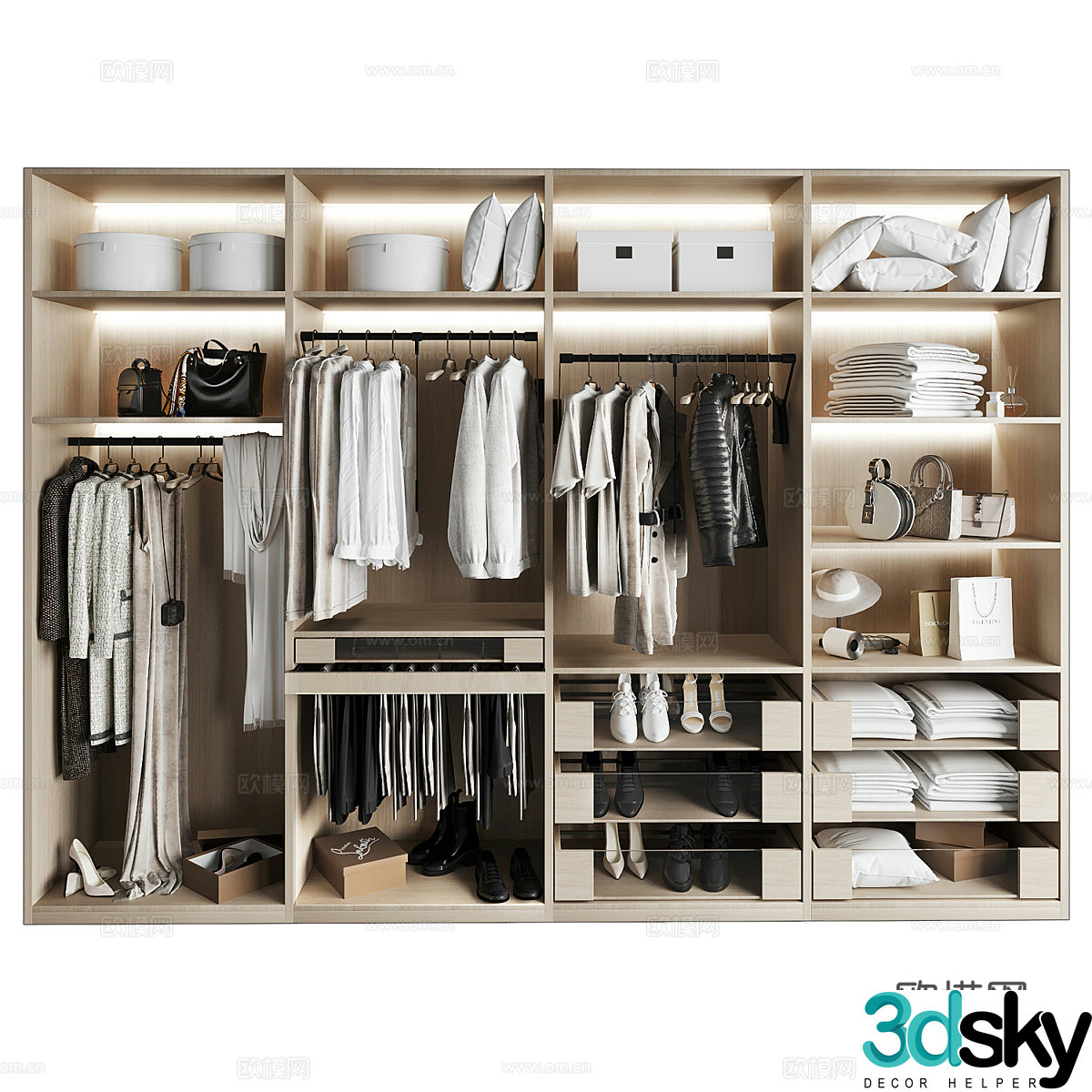 New Chinese open wardrobe Wumen Wardrobe 3D model