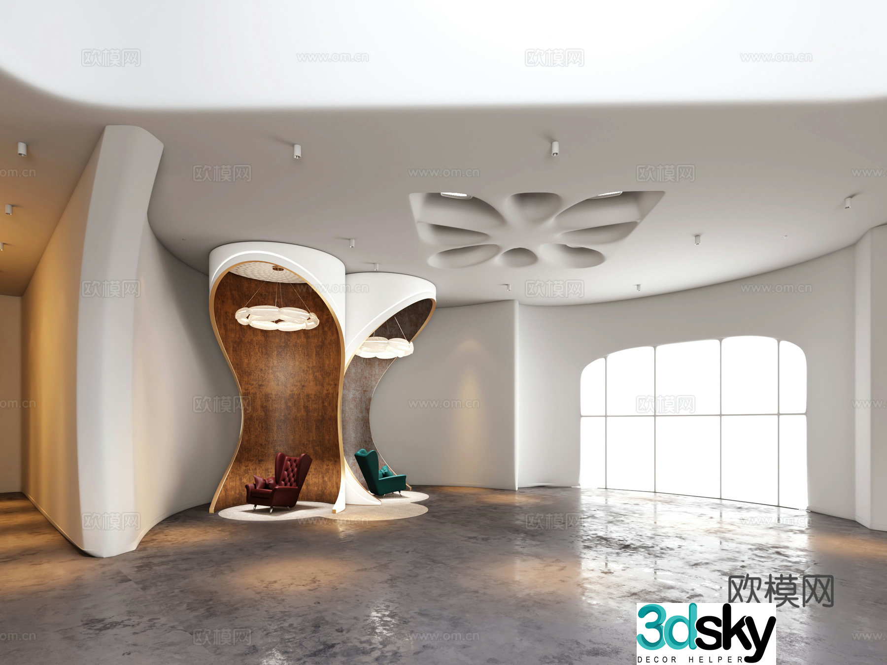 Postmodern Sand Development Hall Exhibition Area 3D Model
