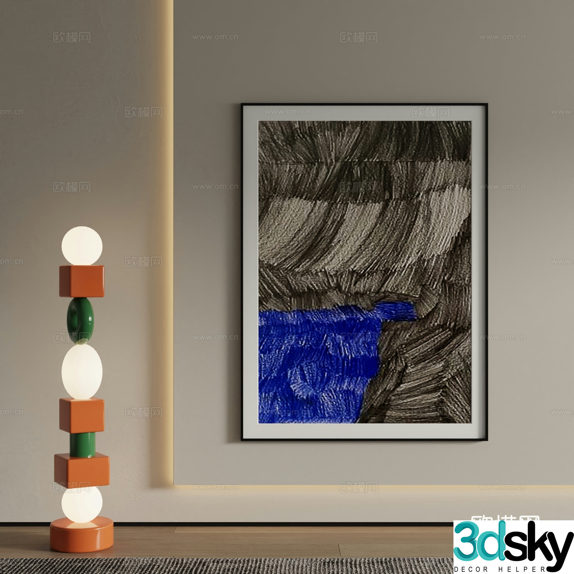 Modern decorative painting Texture painting 3d model
