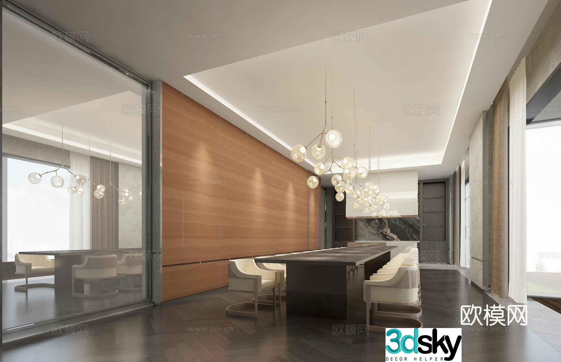 Modern club dining area 3D model