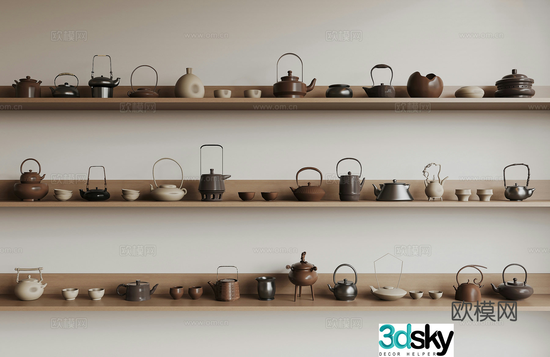 New Chinese tea set 3D model