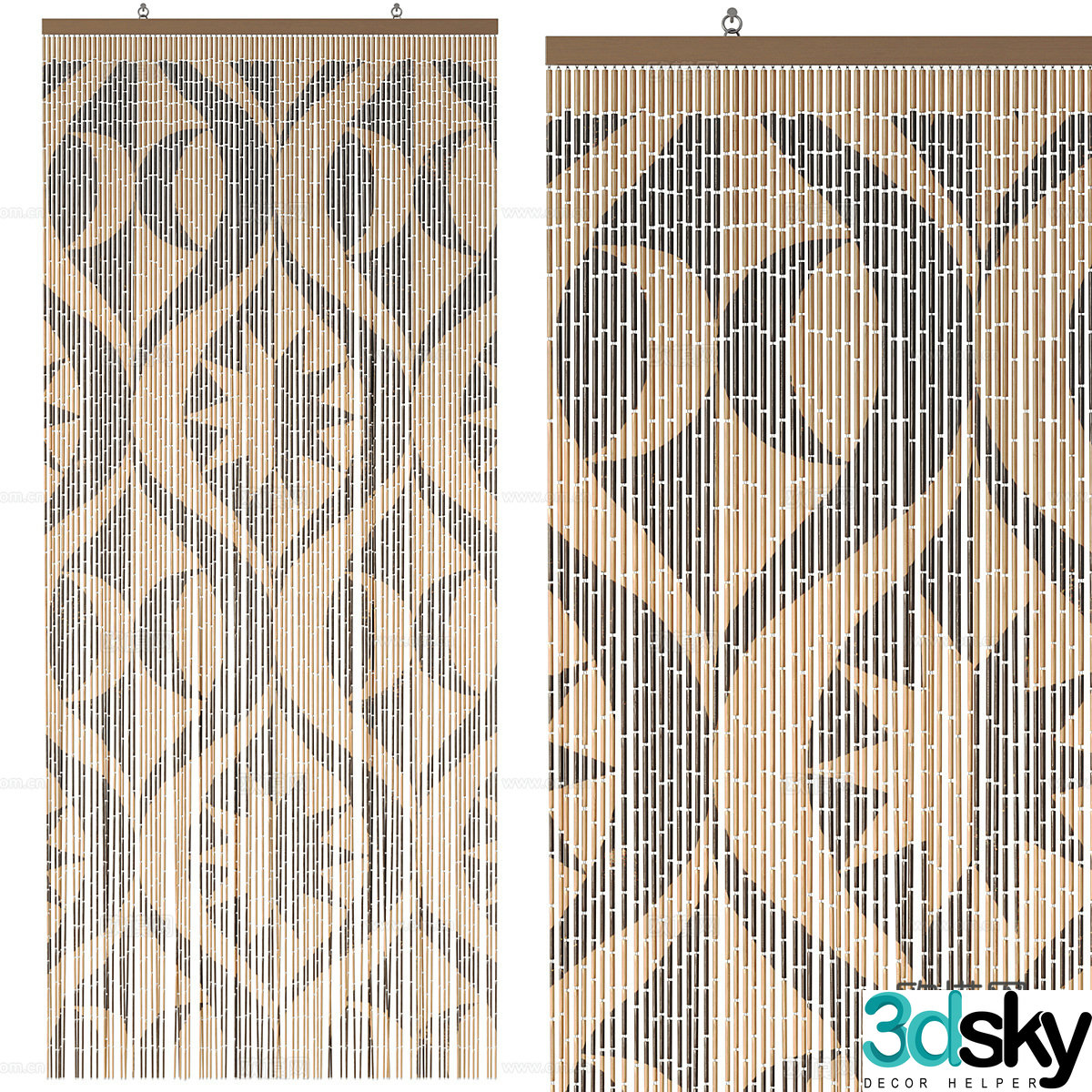 New Chinese style bamboo curtain bead curtain wire curtain door curtain 3D model