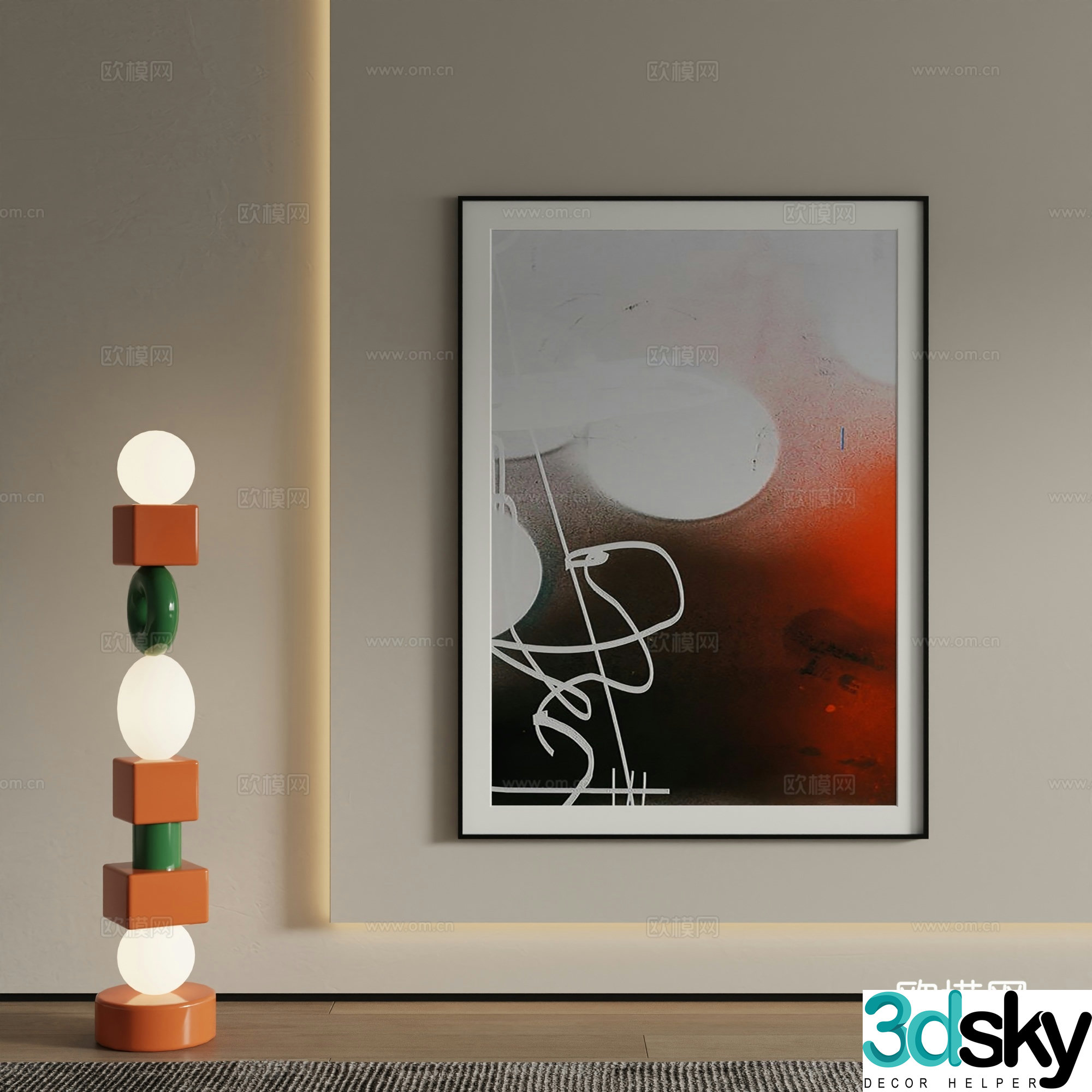 Modern decorative painting Abstract hanging painting 3d model