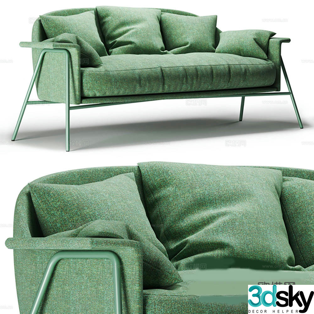 Modern fabric sofa double sofa 3d model