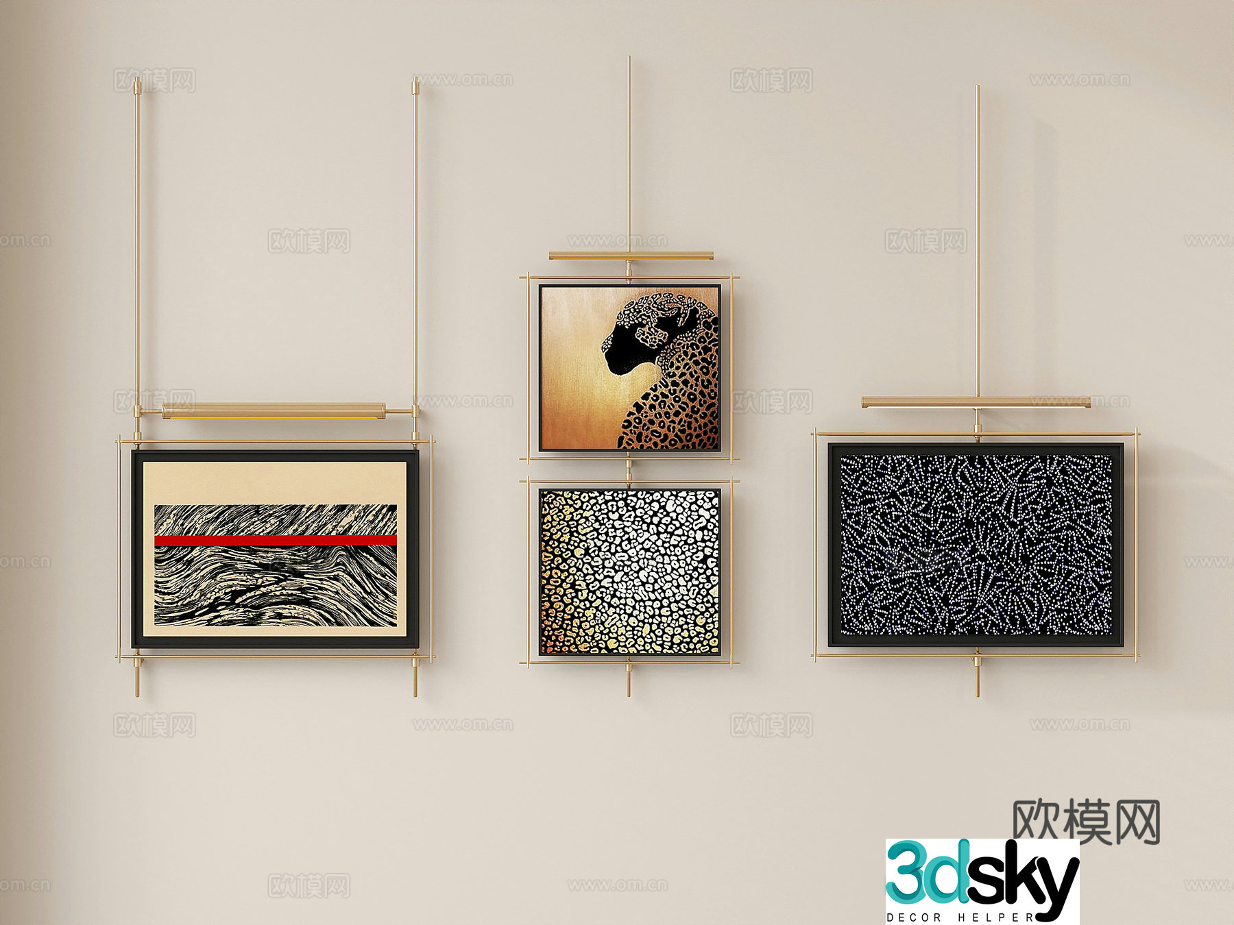 Middle-aged style hanging boom decoration painting wall lamp hanging painting mural 3d model