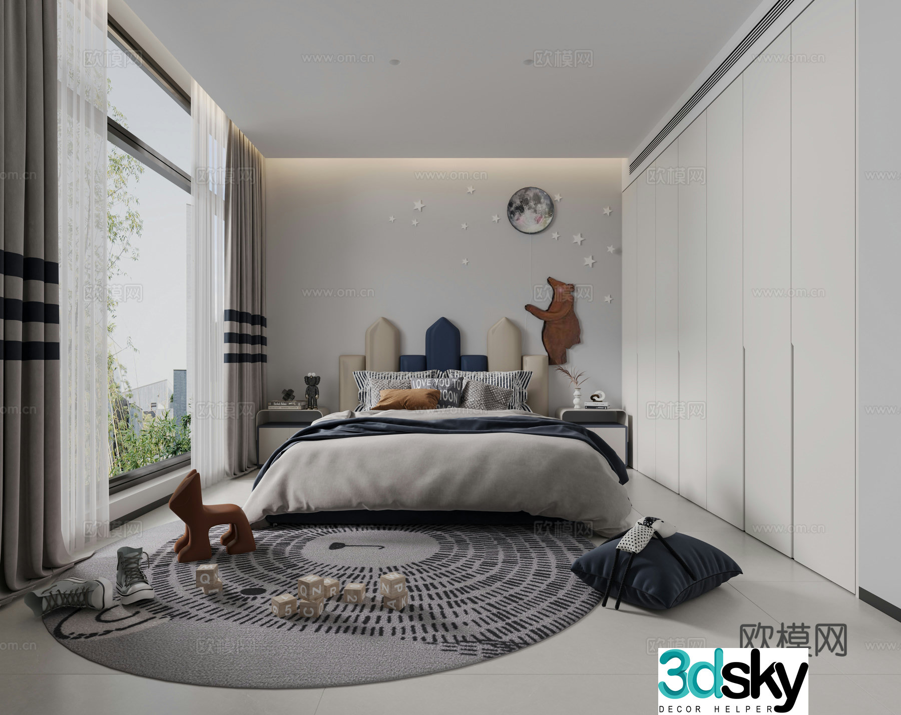 Modern children’s room boy’s room 3d model