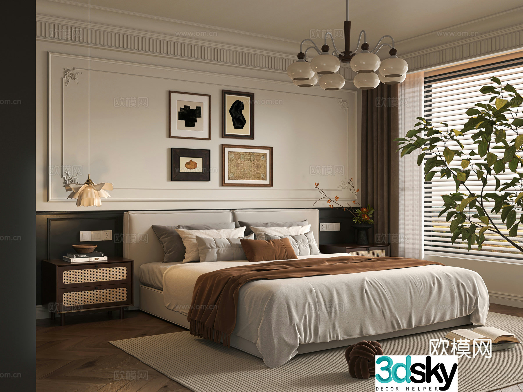 Middle style bedroom master bedroom 3D model