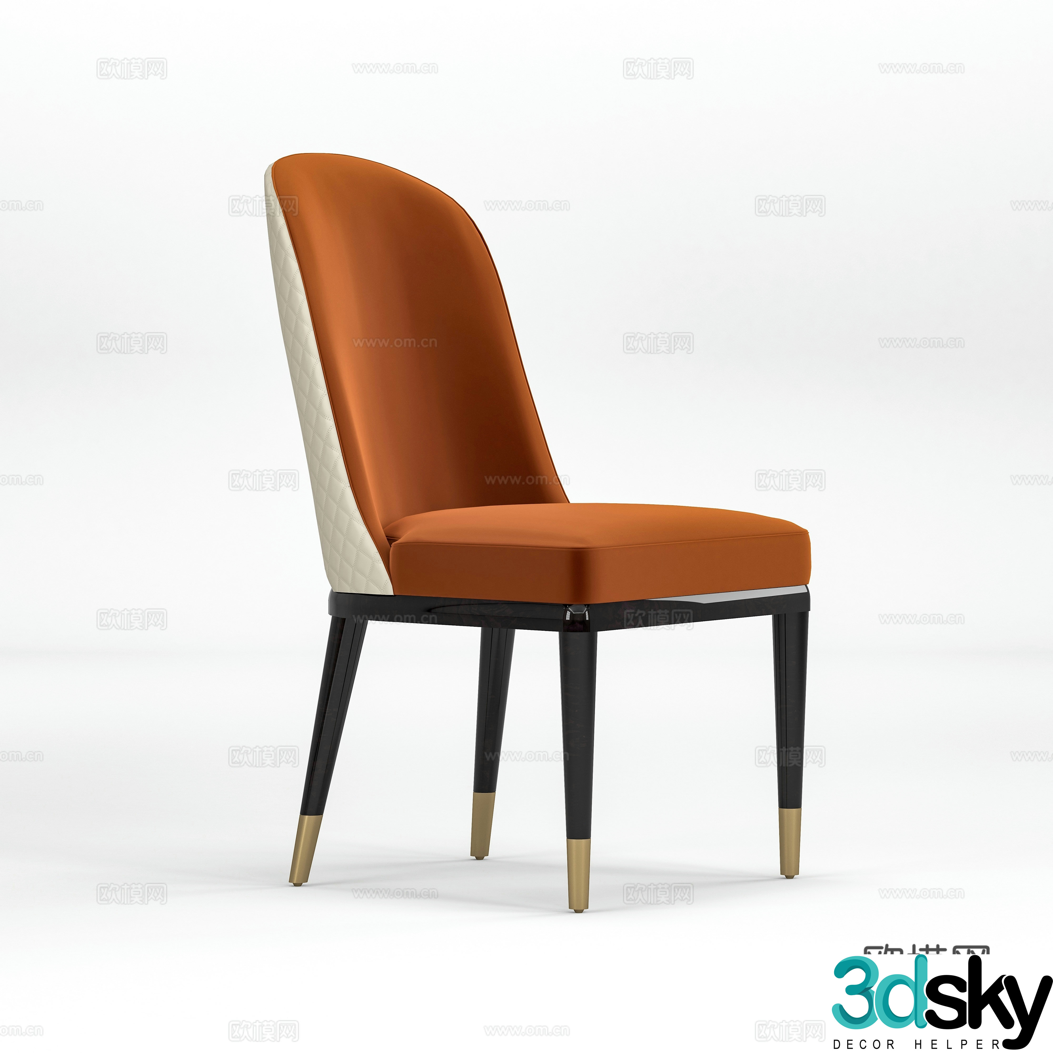 Light luxury single chair chair dining chair 3d model
