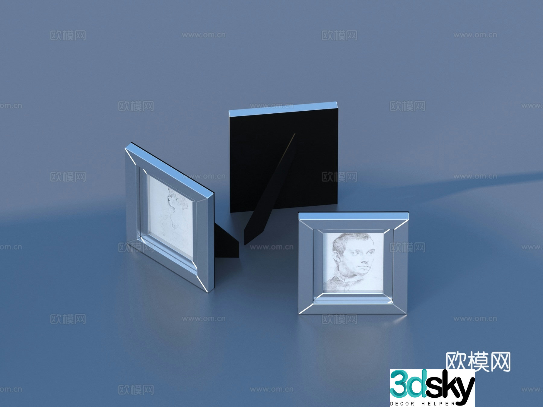 Modern photo frame picture frame ornament sketch 3d model