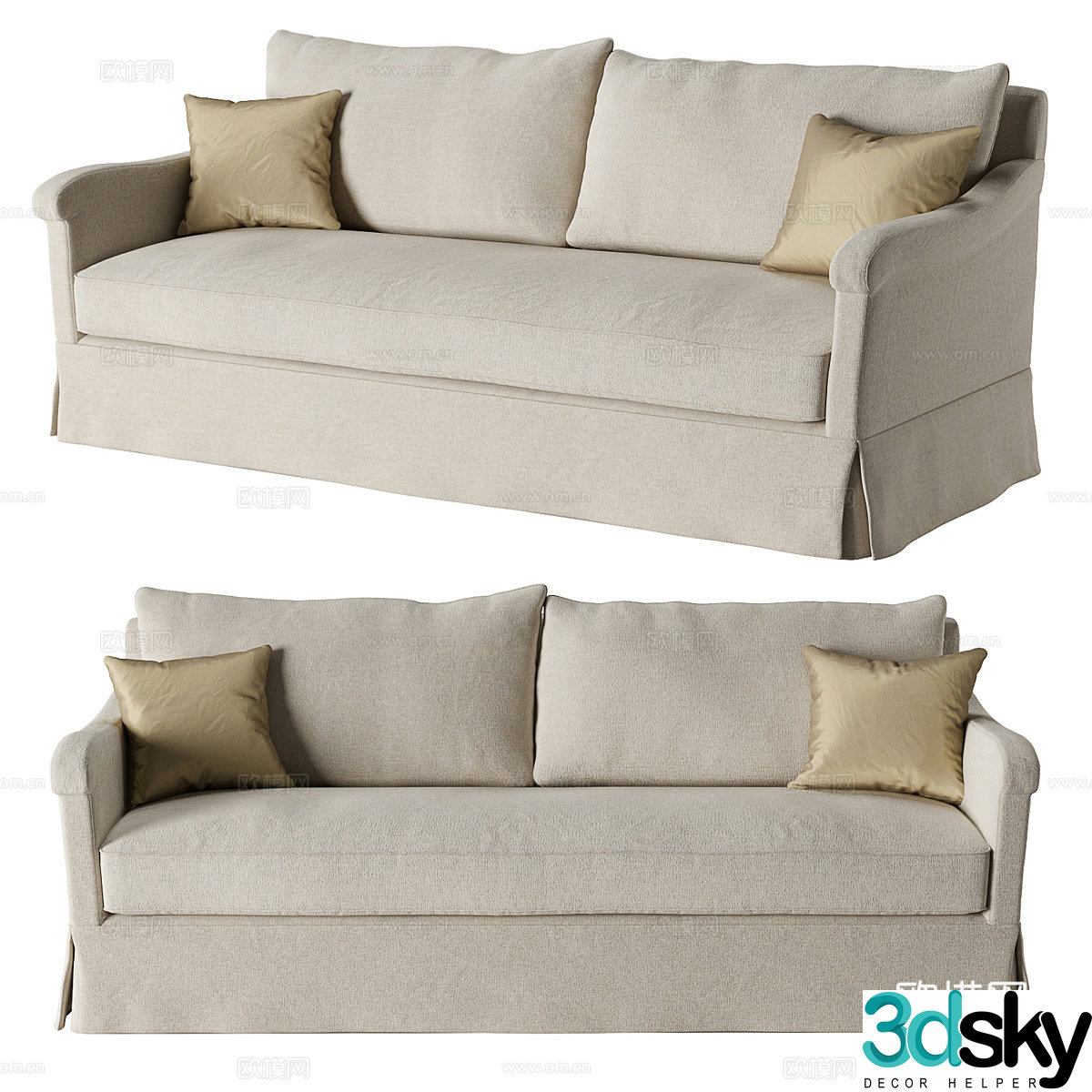 Modern fabric double sofa 3d model
