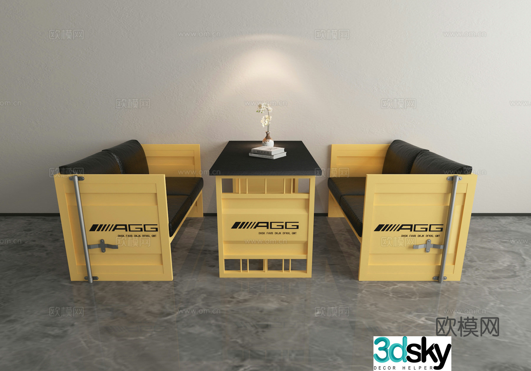 Industrial style locker sofa loft sofa iron sofa 3d model