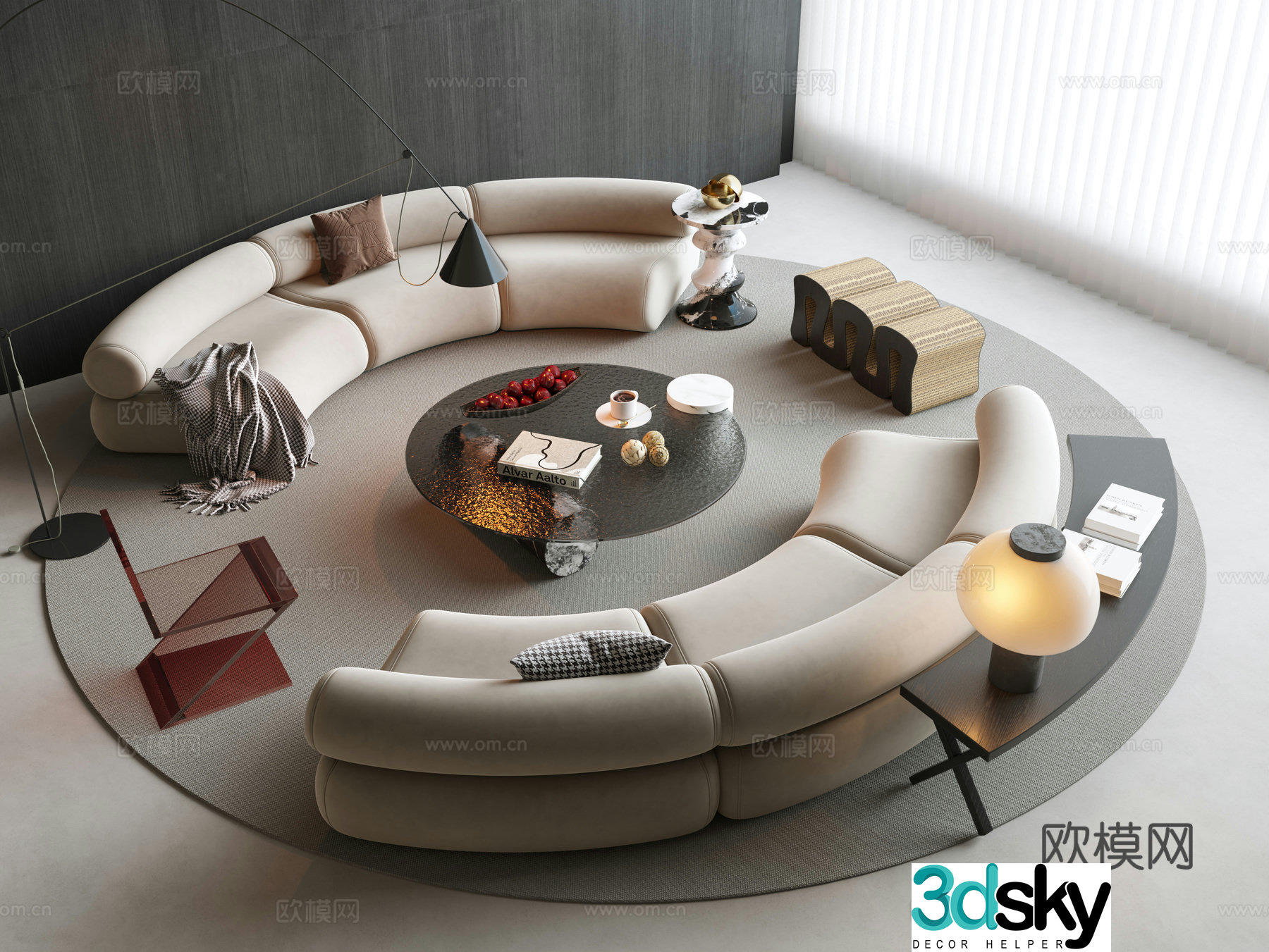 Modern curved sofa modular sofa 3d model