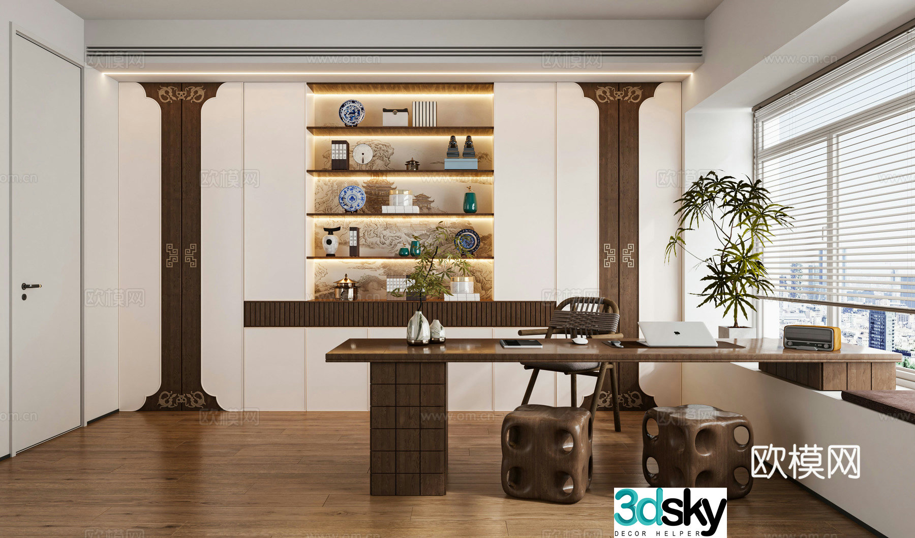 New Chinese study Song style aesthetic 3D model
