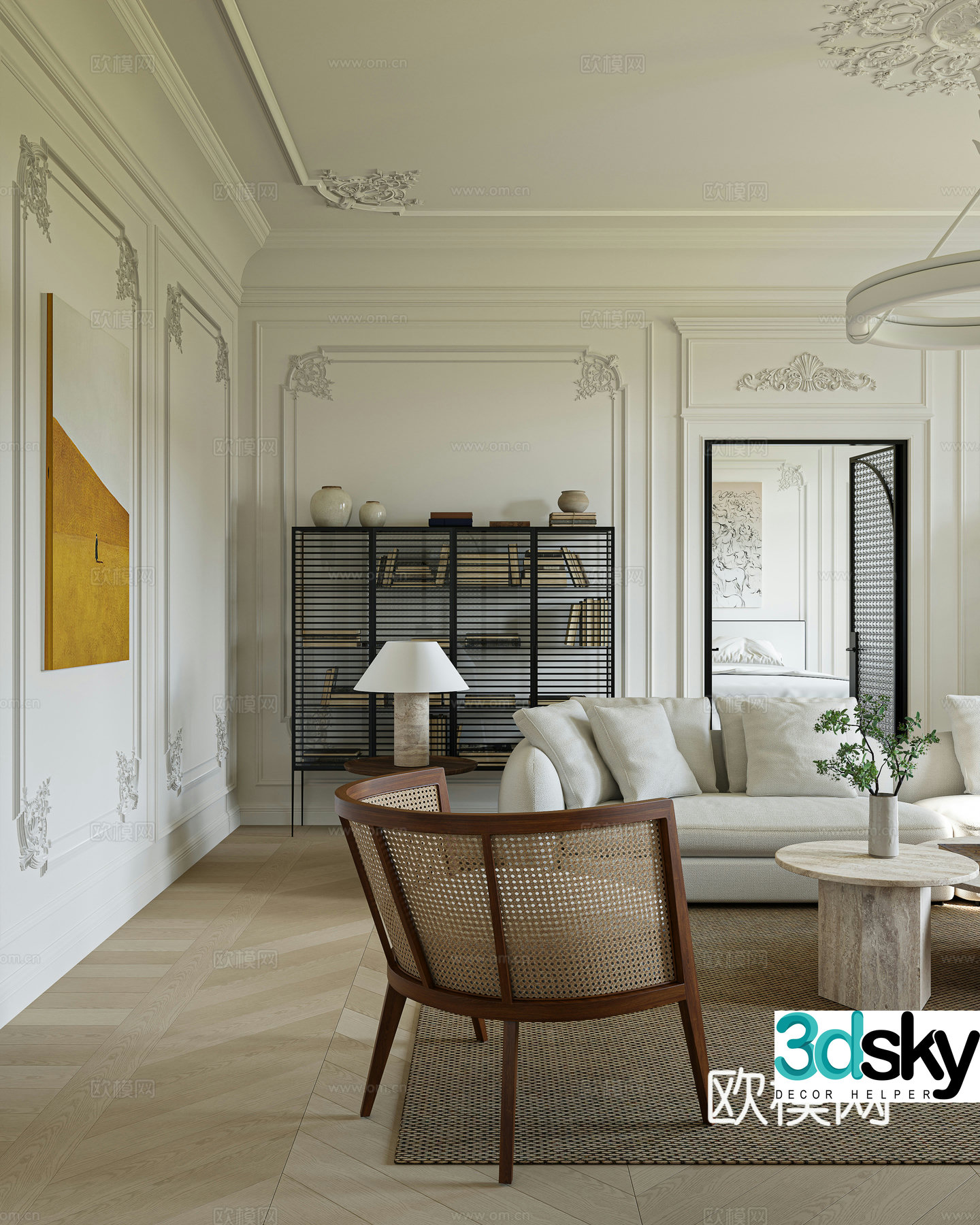 French retro living room corner 3D model