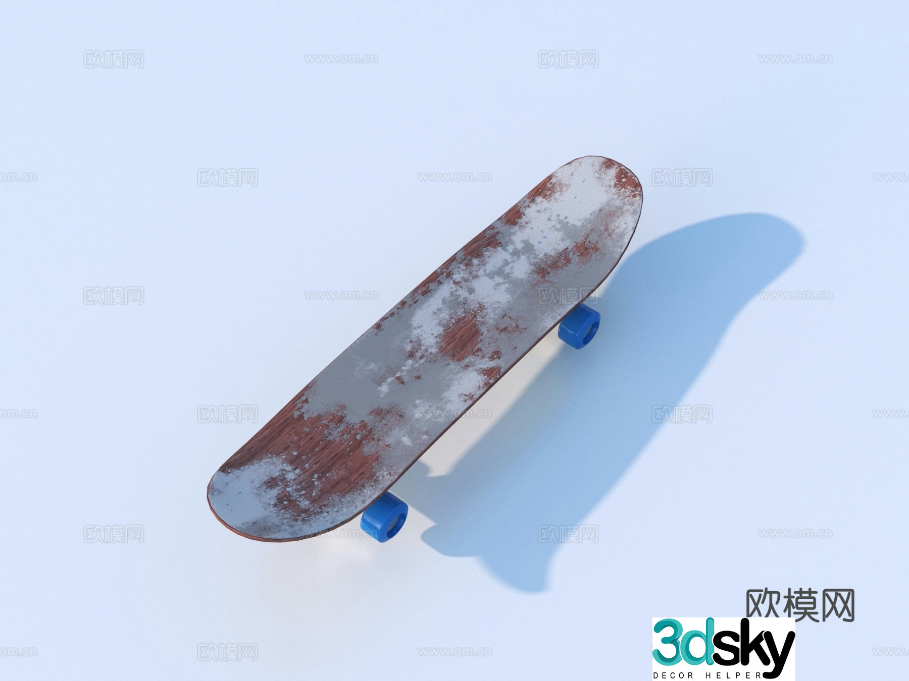 Old skateboard skateboard shoes snowboard scooter roller skating 3d model