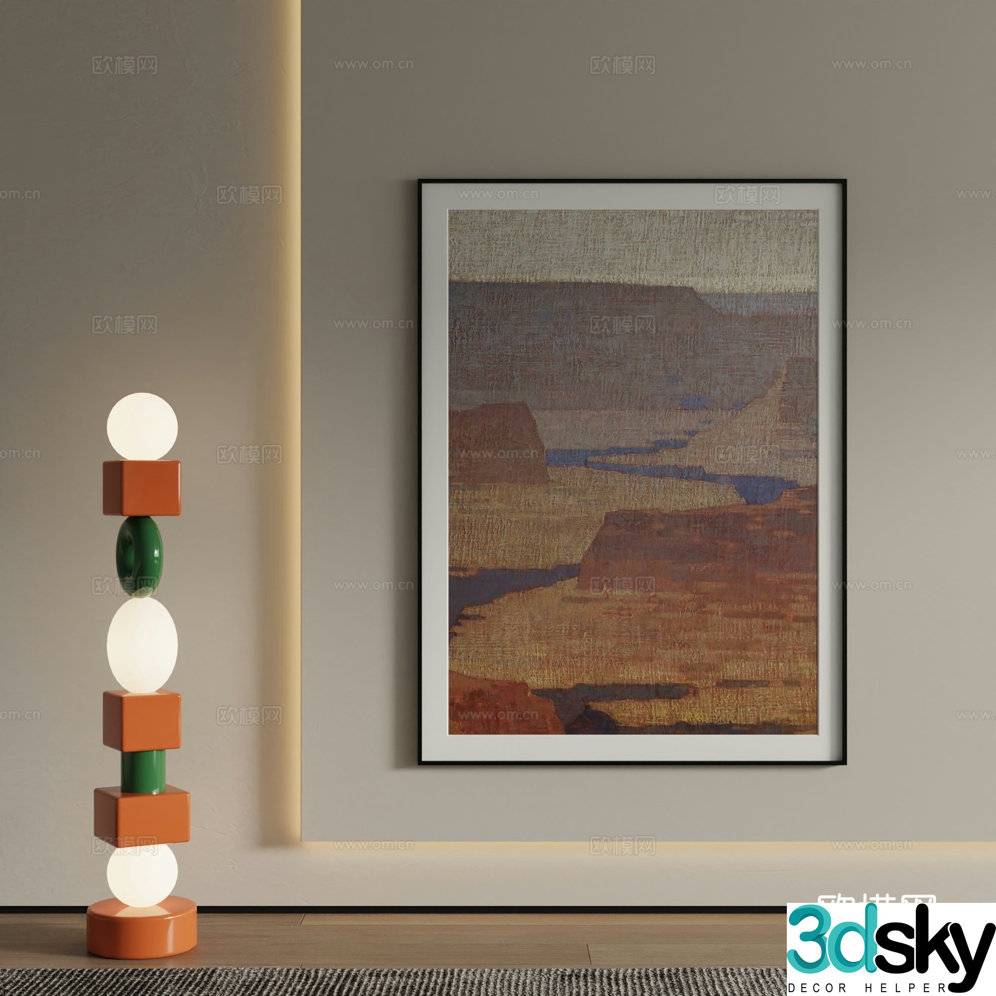 Modern decorative painting Texture painting 3d model