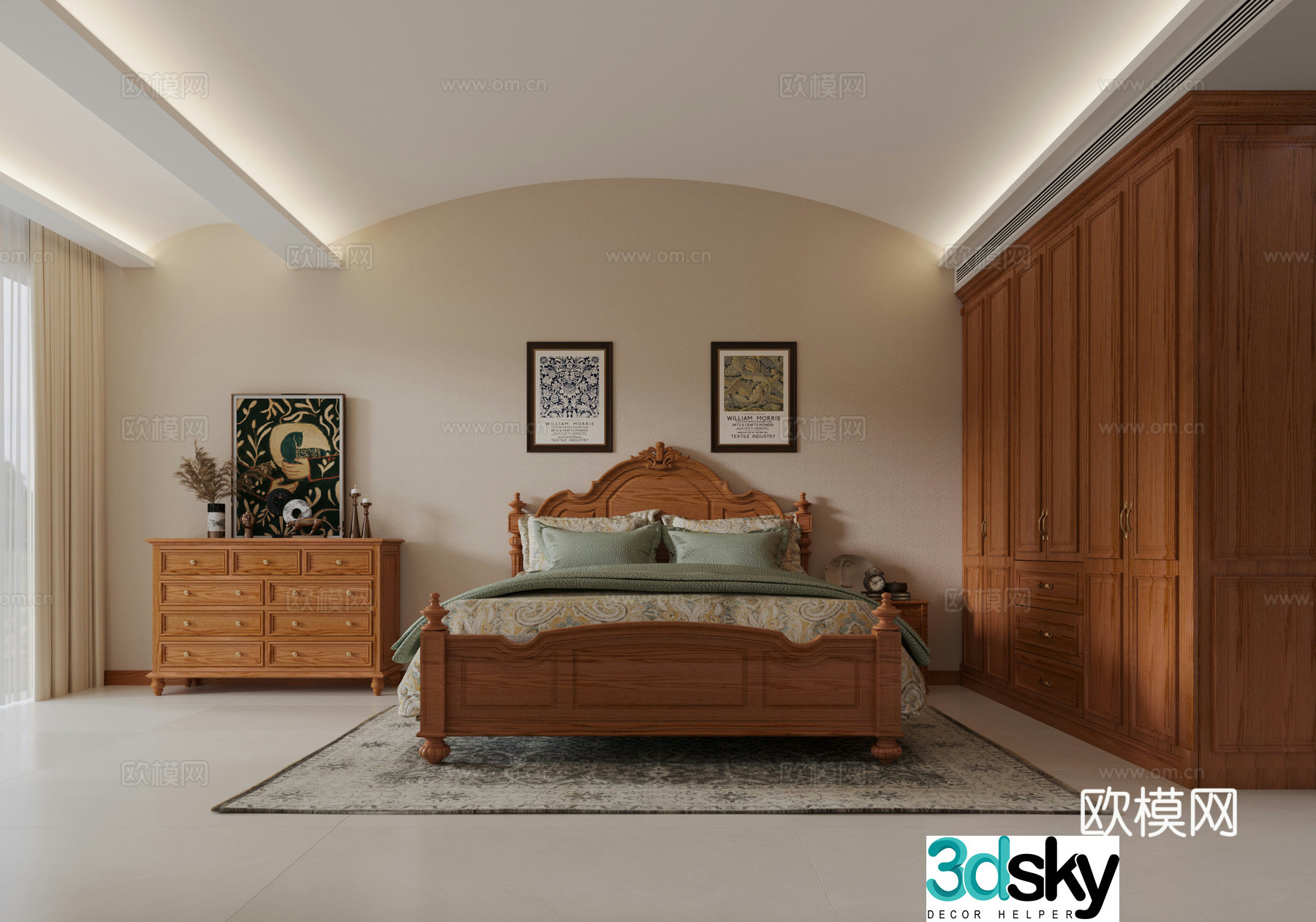 European style bedroom second bedroom 3D model