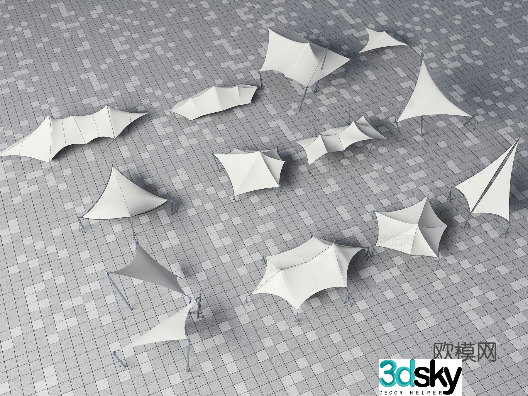 Modern Tensile Film Tensile Film Pavilion Awning Film Sketch Canopy 3D Model