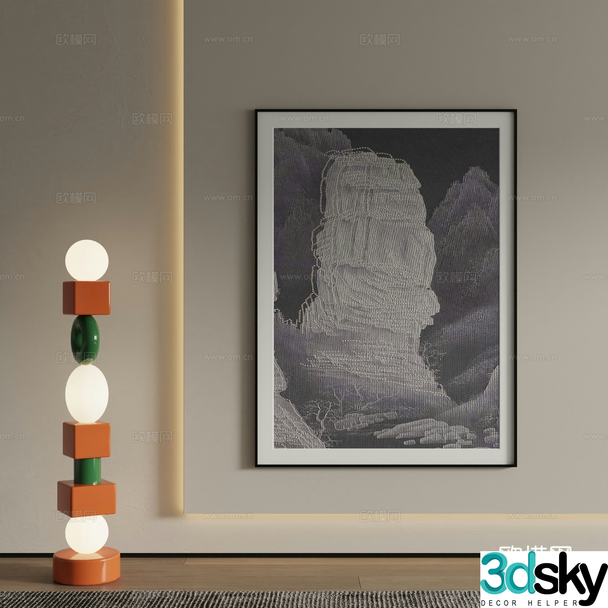 Modern decorative painting Abstract painting Texture painting 3d model