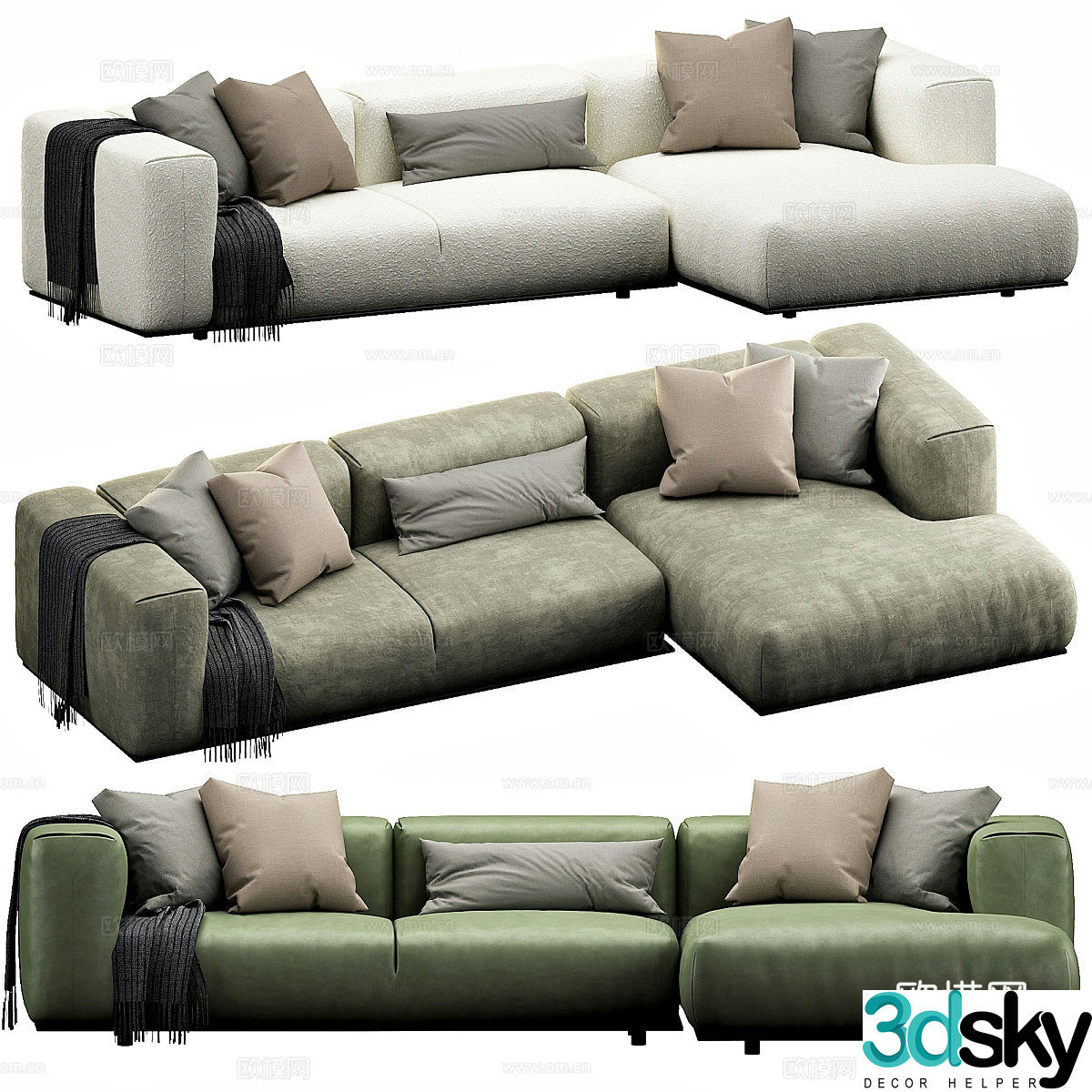 Modern fabric sofa corner sofa 3d model
