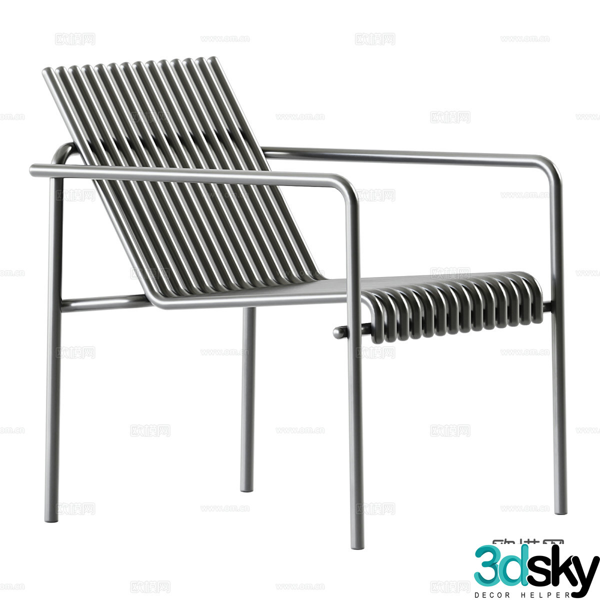 Modern stainless steel chair armchair 3D model