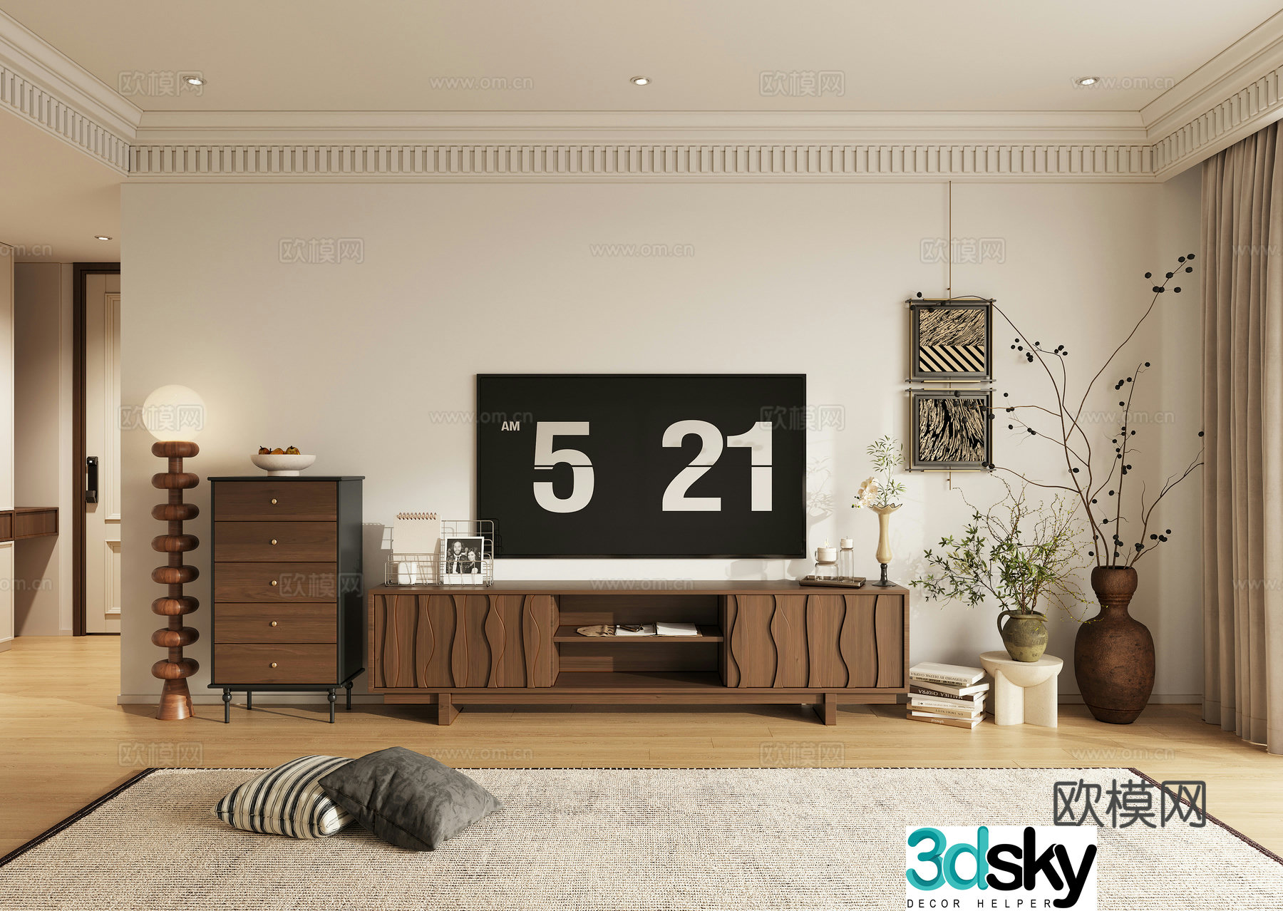 Middle-aged TV cabinet chest of drawers 3d model