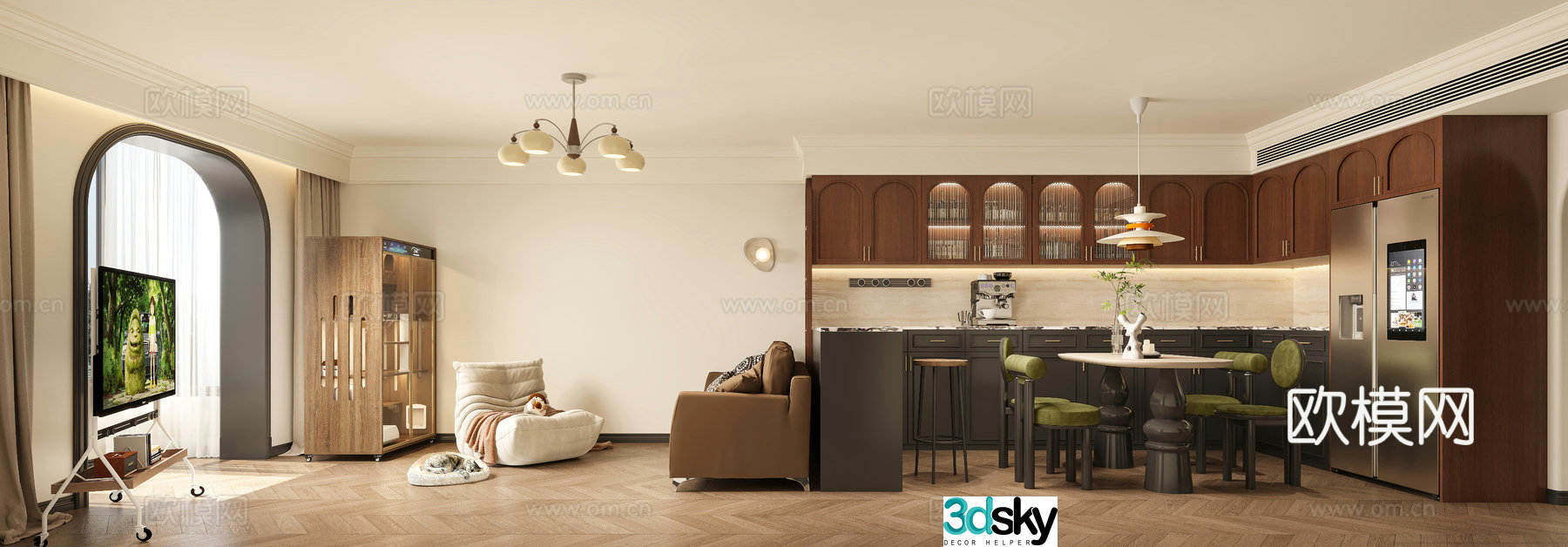 3D model of medieval style living room restaurant