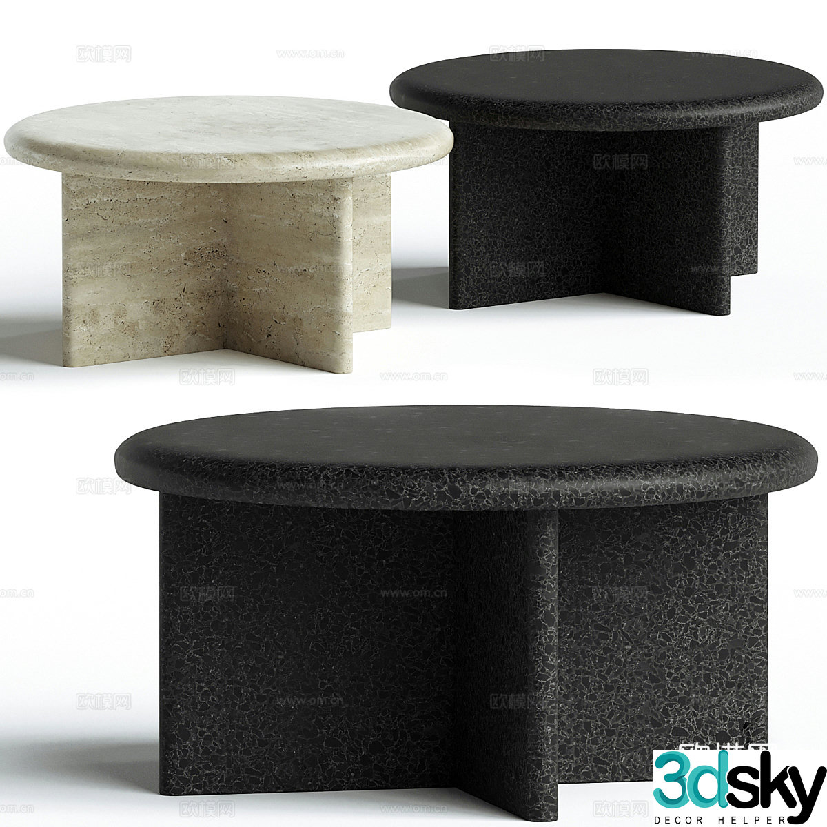 Modern round coffee table mother-child coffee table 3d model