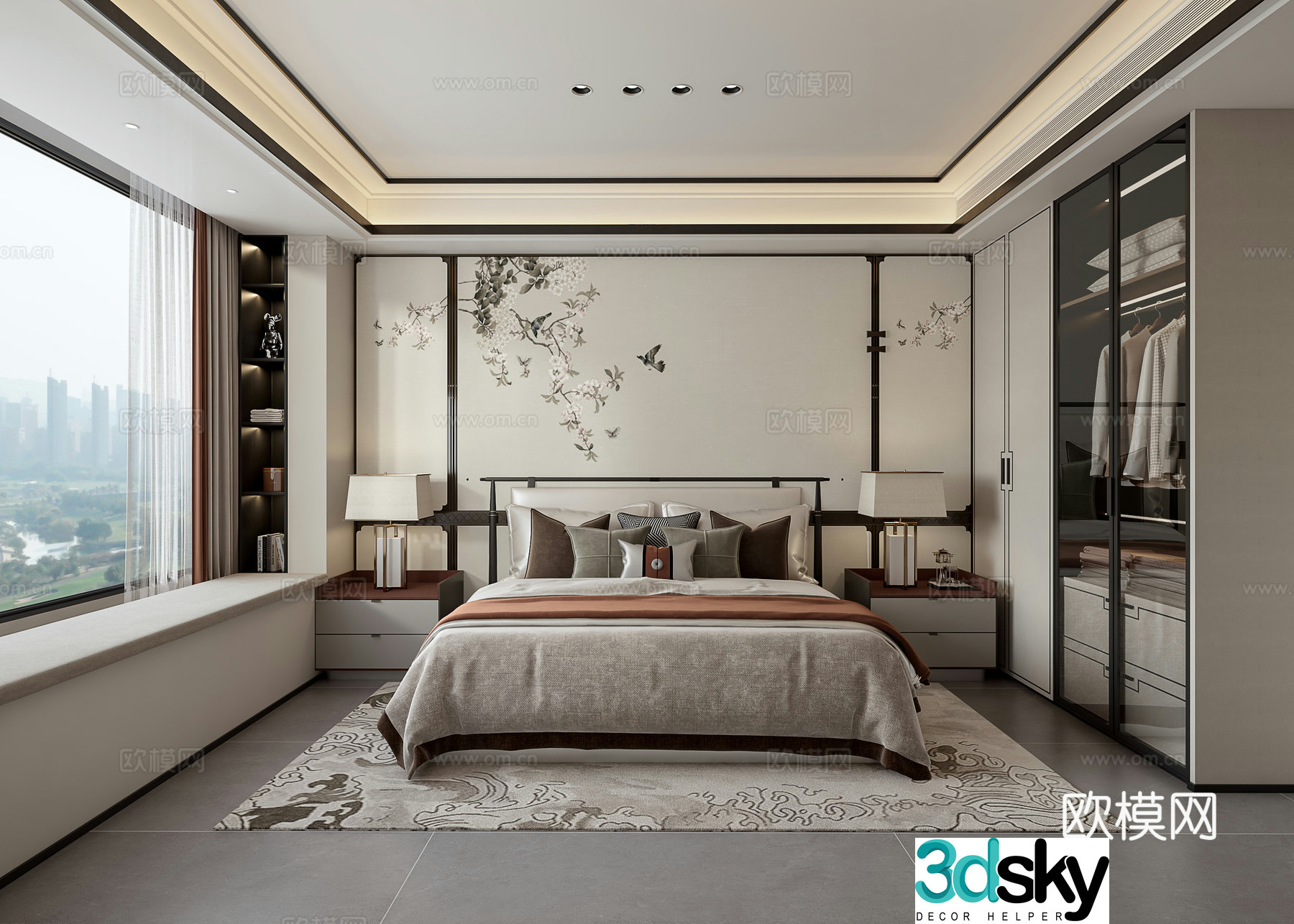 New Chinese style bedroom Elderly room 3D model