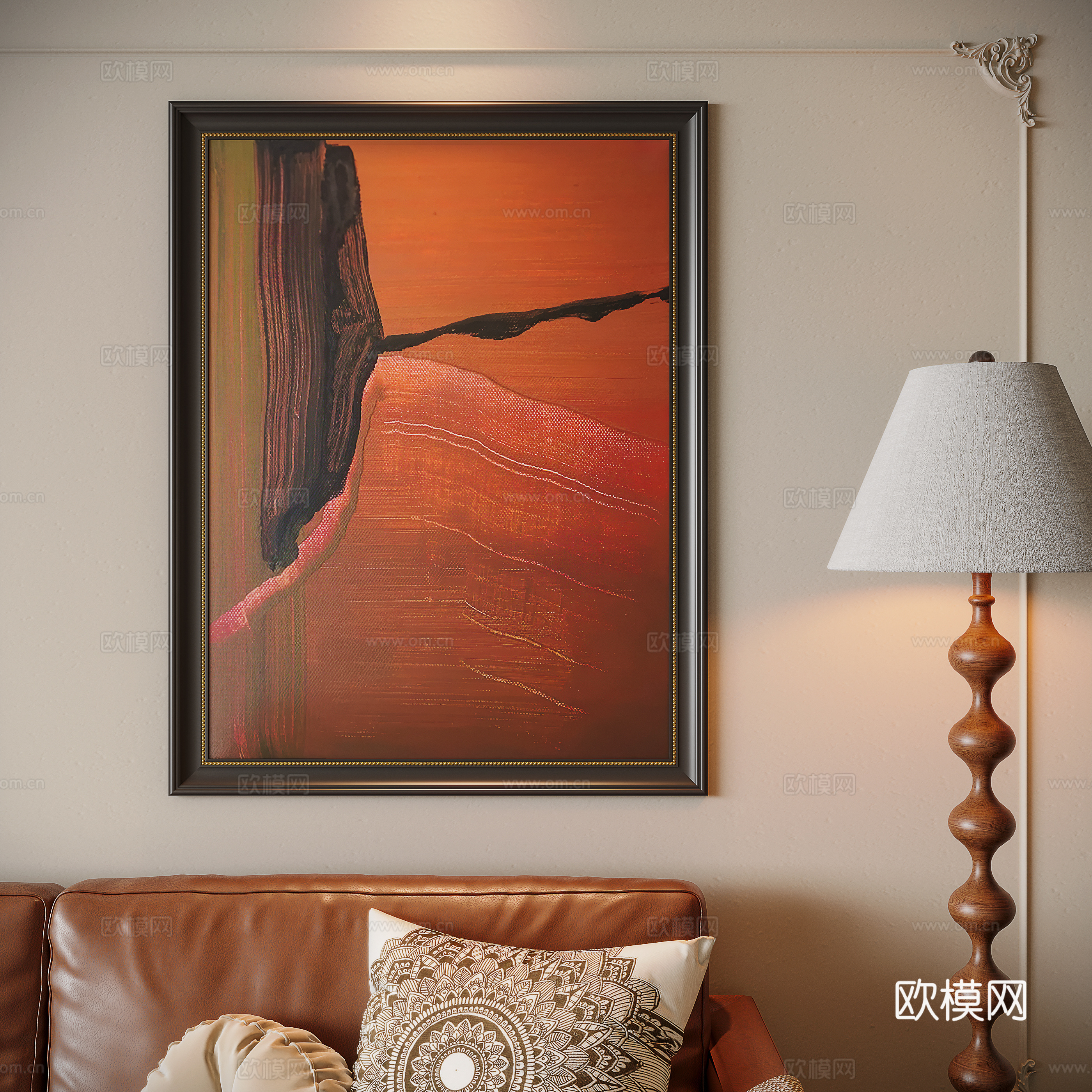 French retro hanging painting 3d model