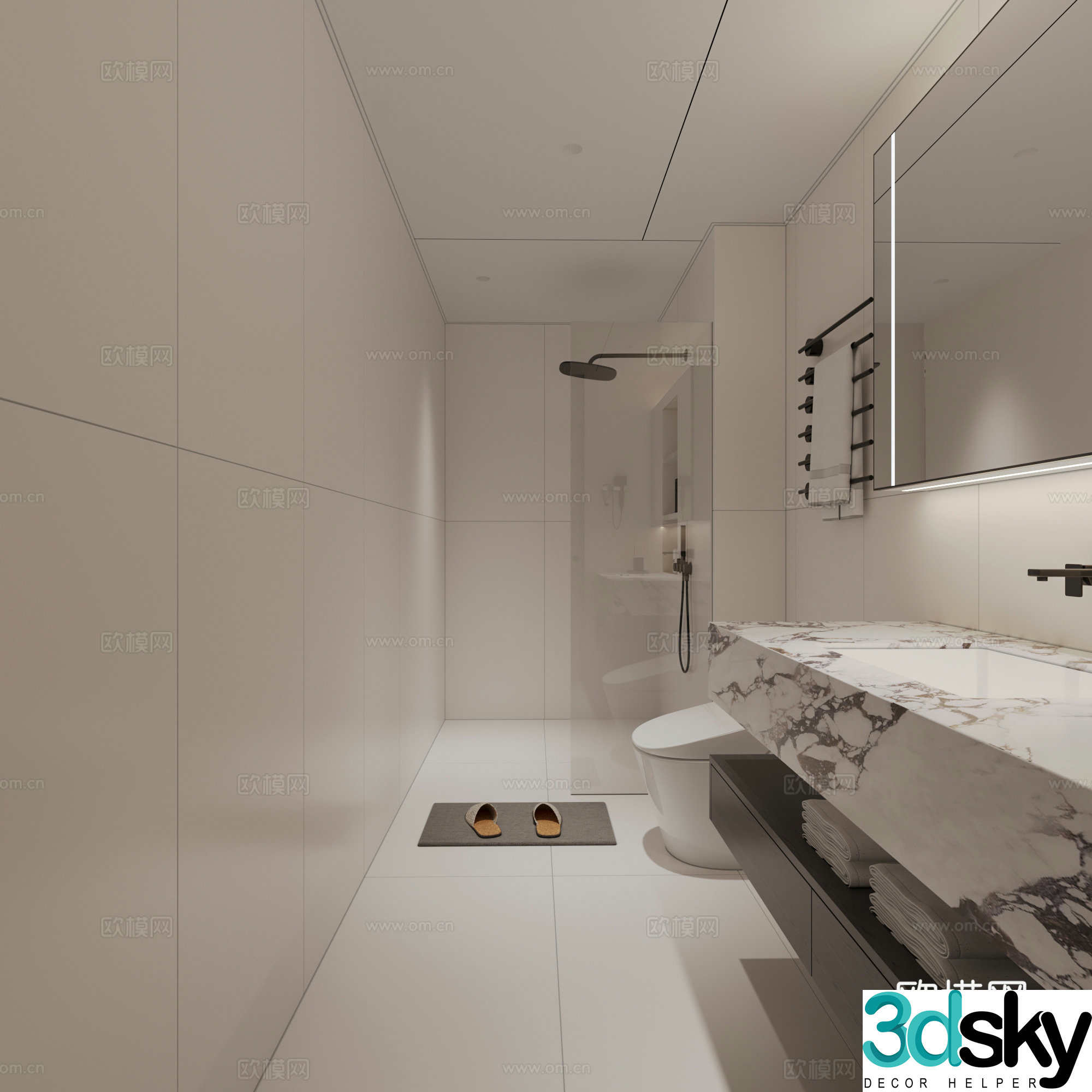 Modern minimalist bathroom 3d model