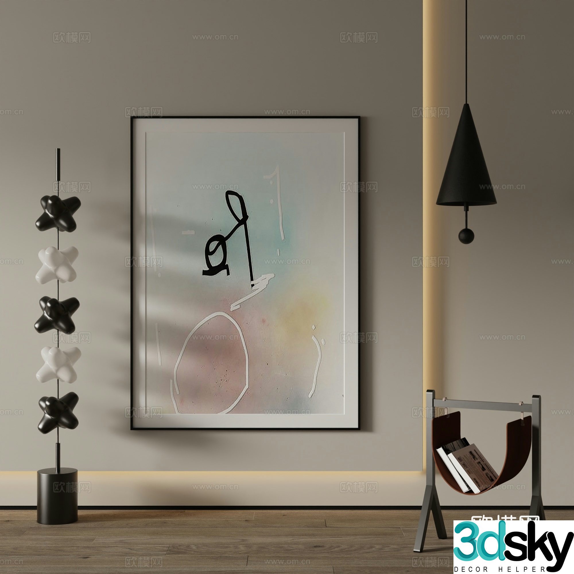 Modern decorative painting Abstract simple drawing 3d model