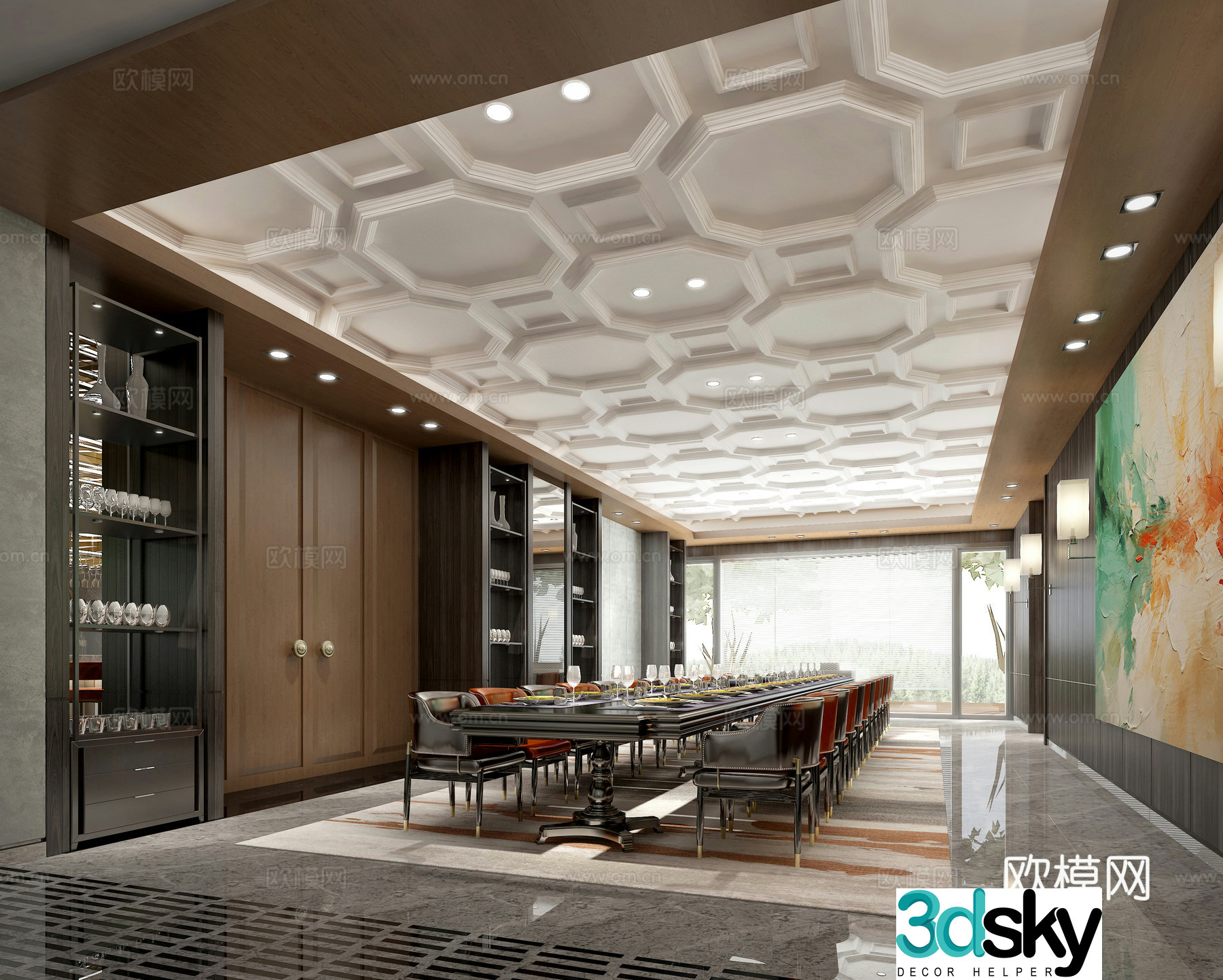 Light luxury club restaurant area 3D model