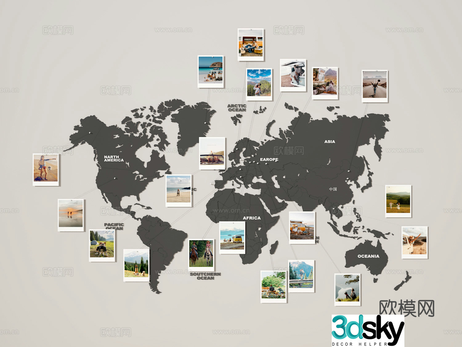 Map Photo Wall 3D Model