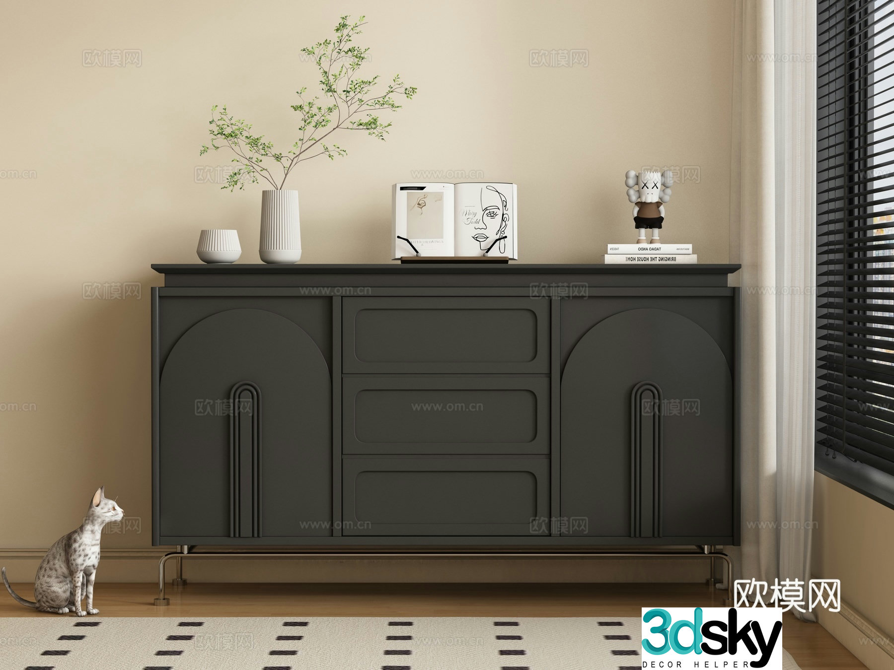 French entrance cabinet side cabinet 3D model