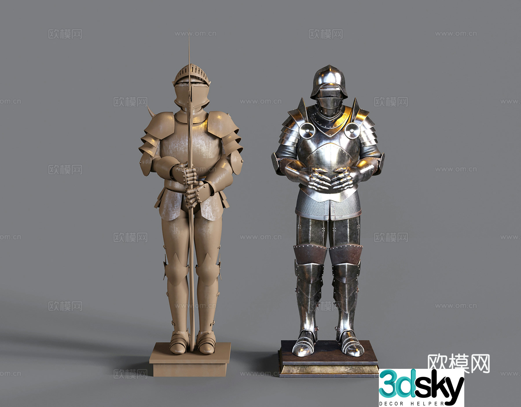 American retro roman armor samurai character sculpture 3d model