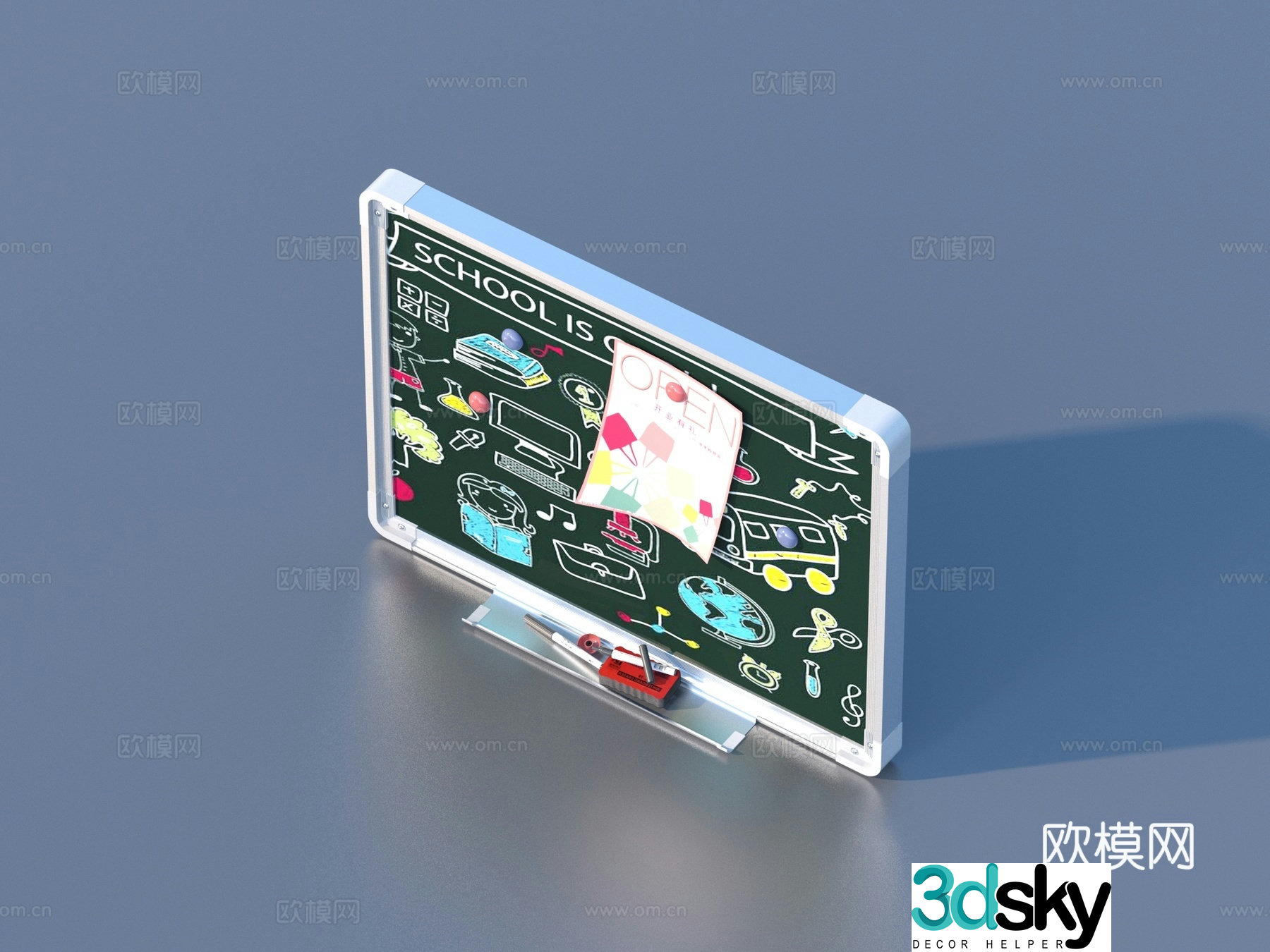 modern blackboard chalk drawing small blackboard 3d model