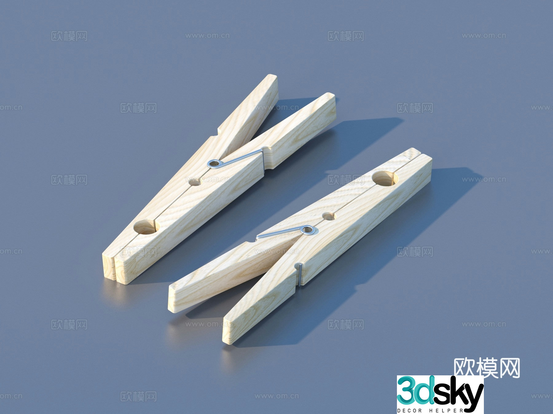 Clip Wooden Clip Daily necessities 3d model