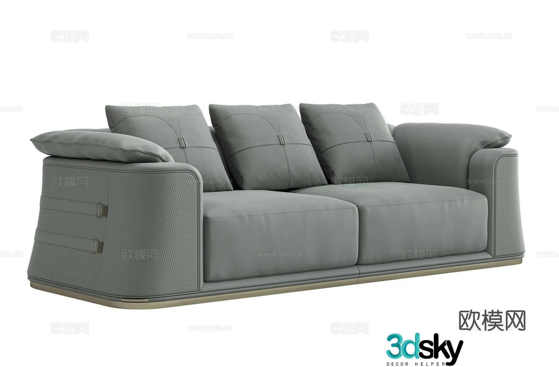 Light luxury three-person sofa 3D model